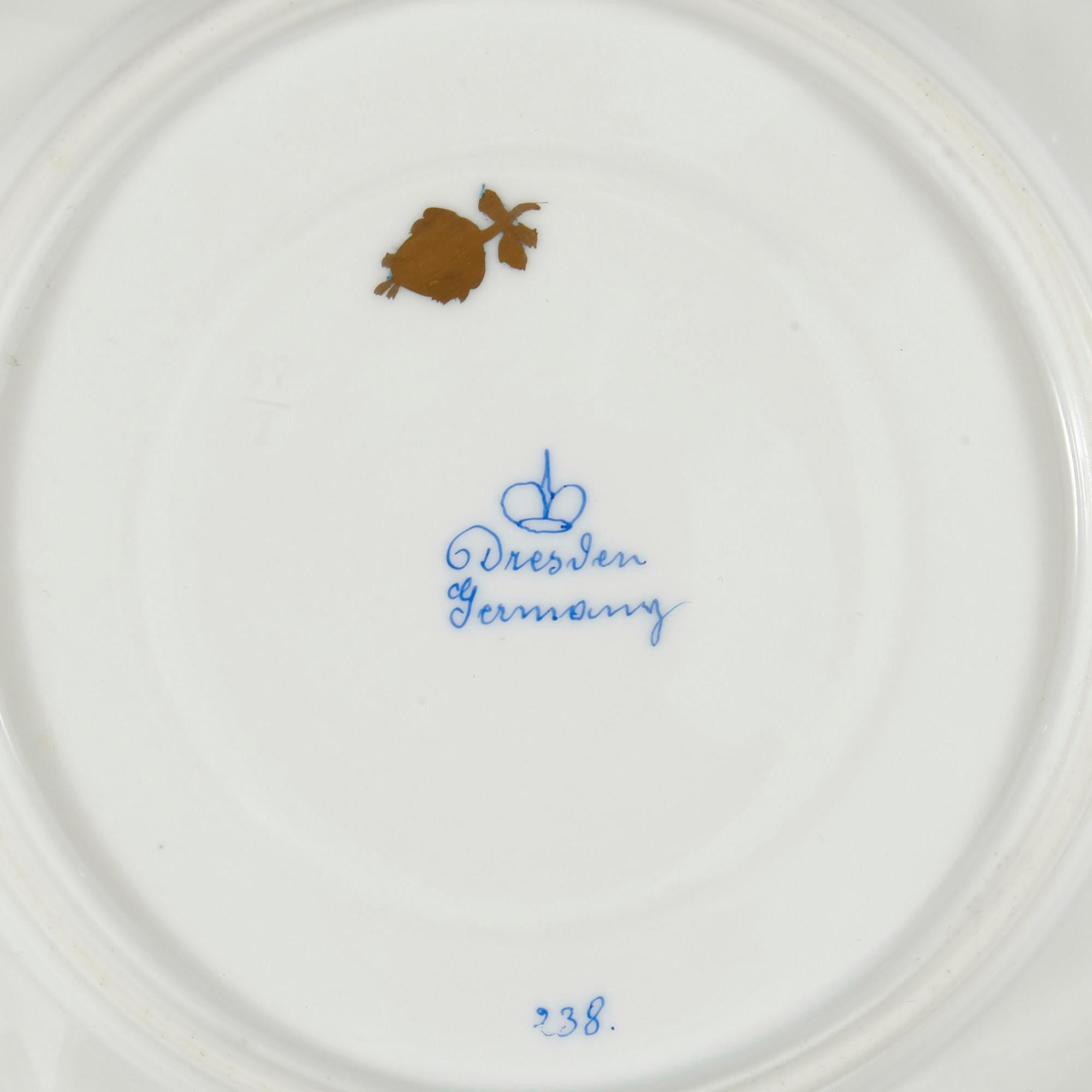 Large Floral Porcelain Dessert Service by Dresden 4