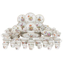 Large Floral Porcelain Dessert Service by Dresden