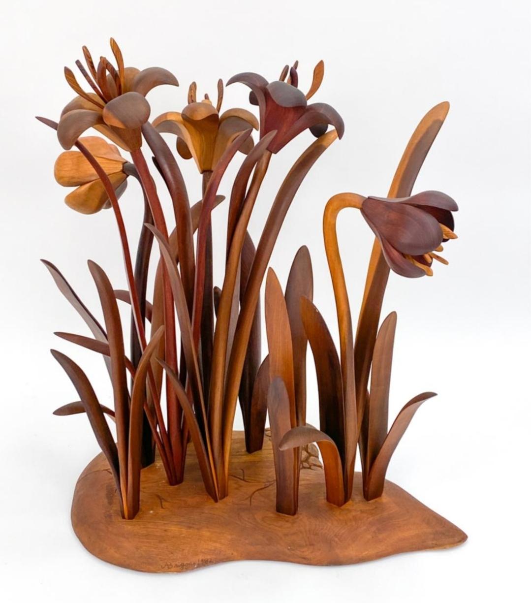 Mid-Century Modern Large Floral Sculpture in Carved Wood American