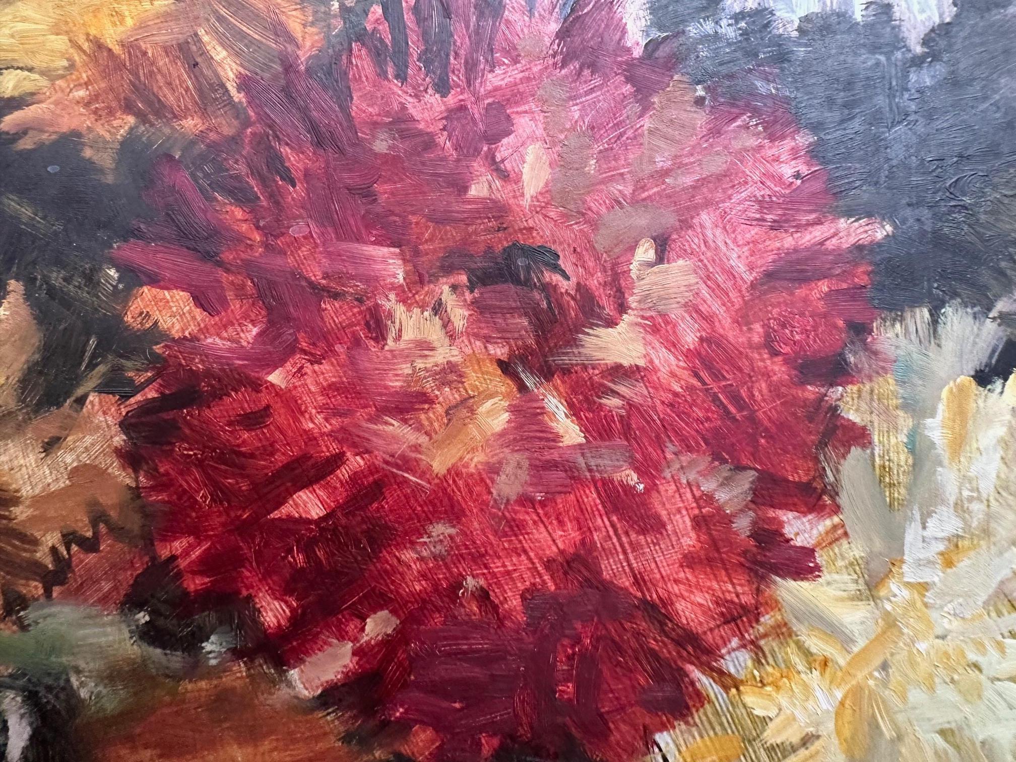 Large Floral Still Life Oil Painting in Original Frame, 1940s For Sale 4