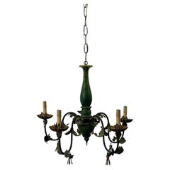 Large Floral Vintage Italian Tole Chandelier