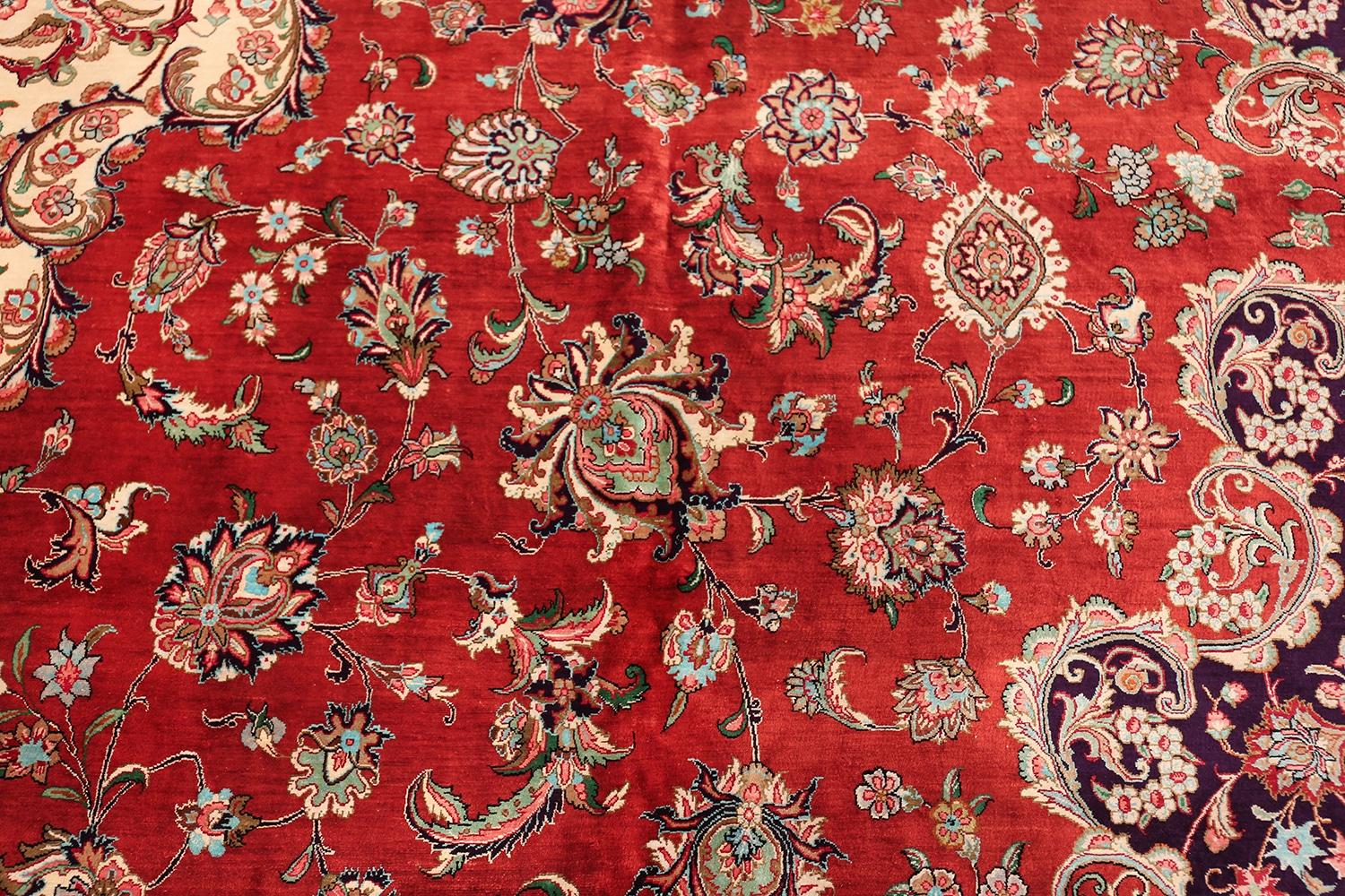 Large Floral Vintage Persian Silk Qum Rug. Size: 13 ft x 19 ft 9 in  5