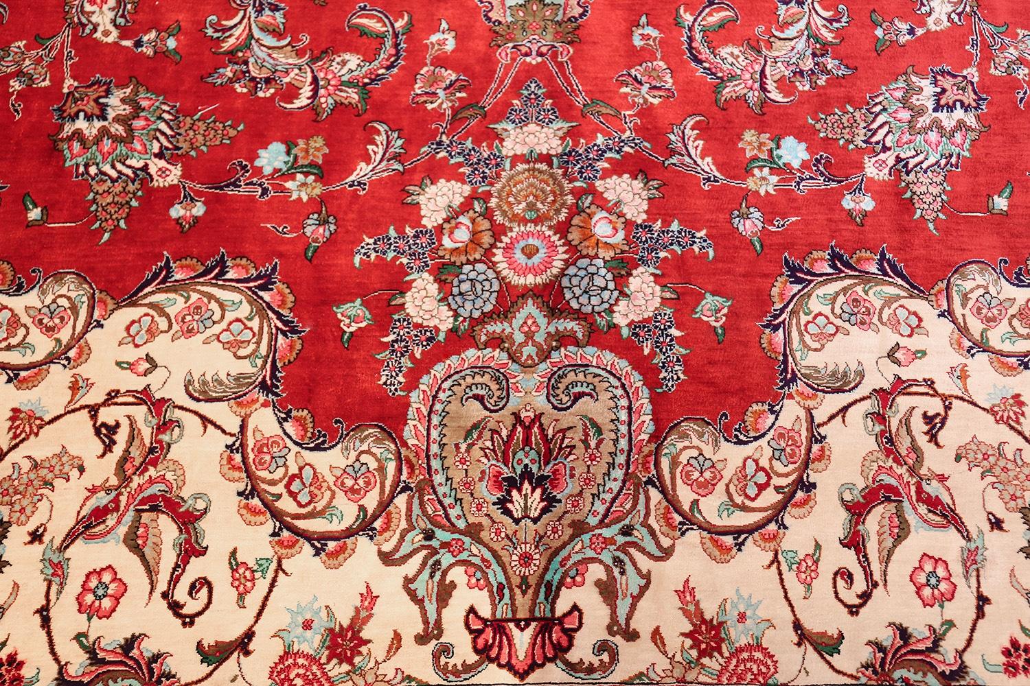 Large Floral Vintage Persian Silk Qum Rug. Size: 13 ft x 19 ft 9 in  7
