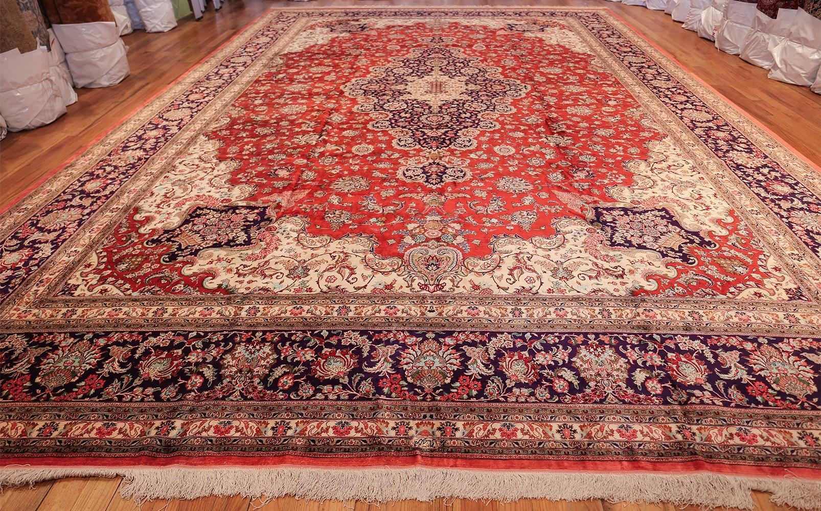 Large Floral Vintage Persian Silk Qum Rug. Size: 13 ft x 19 ft 9 in  8