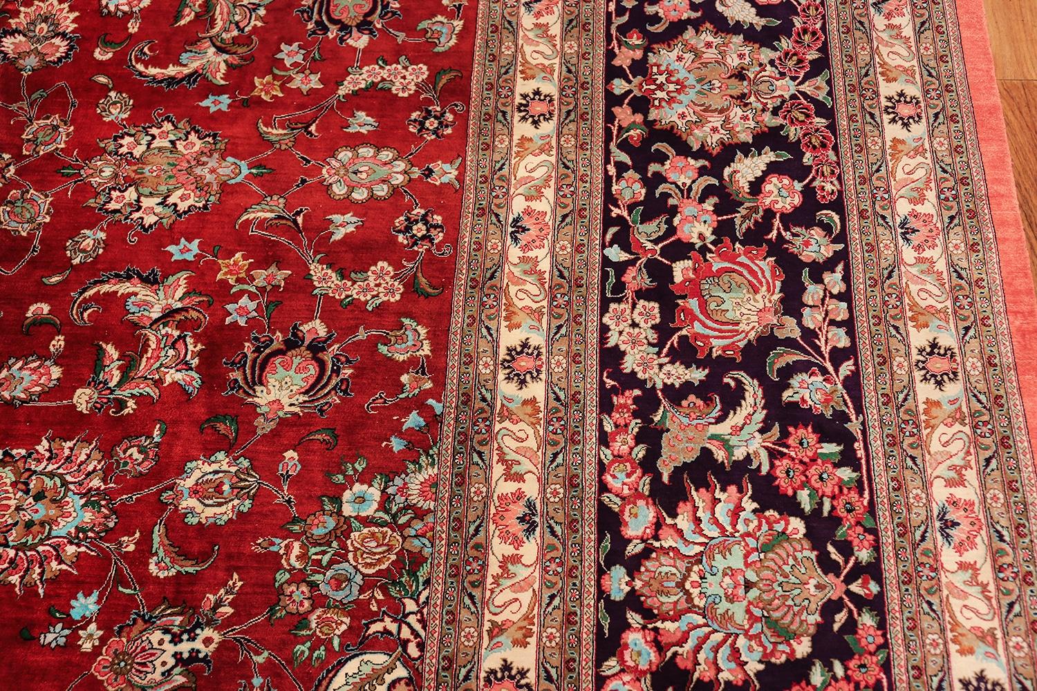 Breathtaking and exciting large floral vintage Persian silk Qum rug, country of origin / rug type: vintage Persian rug, circa late 20th century. Size: 13 ft x 19 ft 9 in (3.96 m x 6.02 m).

