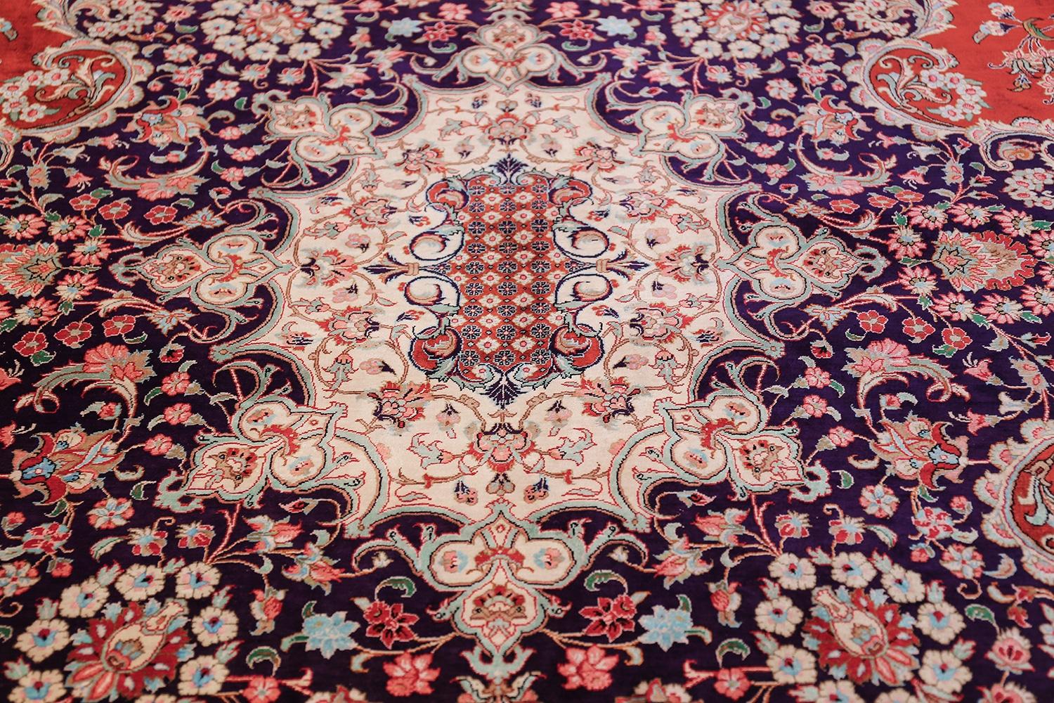 Other Large Floral Vintage Persian Silk Qum Rug. Size: 13 ft x 19 ft 9 in 