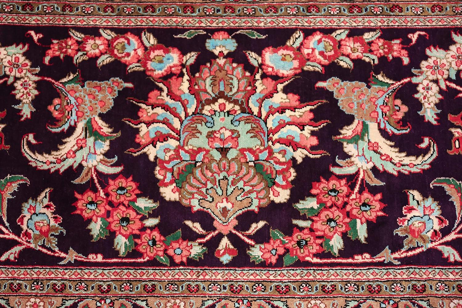 20th Century Large Floral Vintage Persian Silk Qum Rug. Size: 13 ft x 19 ft 9 in 