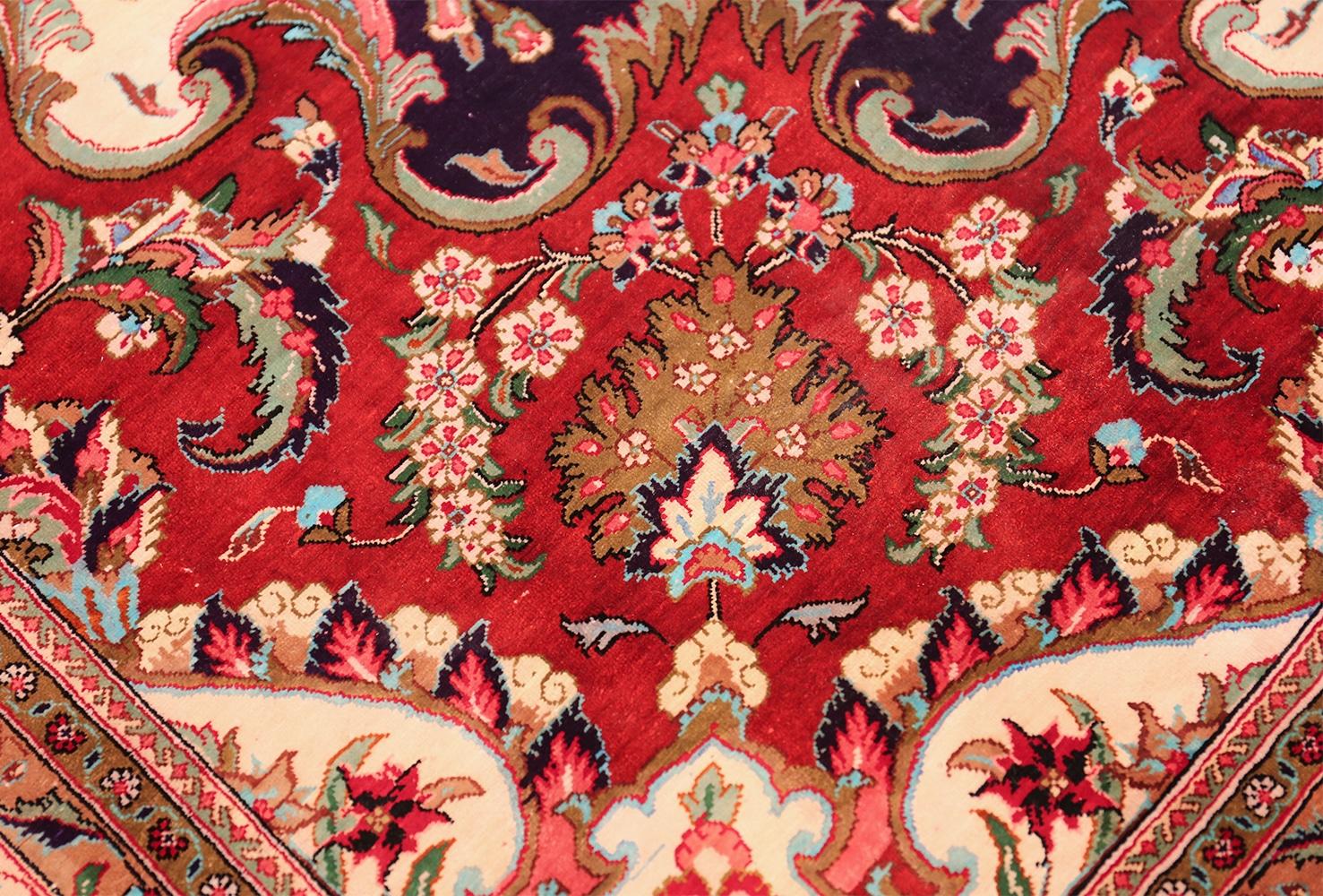Large Floral Vintage Persian Silk Qum Rug. Size: 13 ft x 19 ft 9 in  1