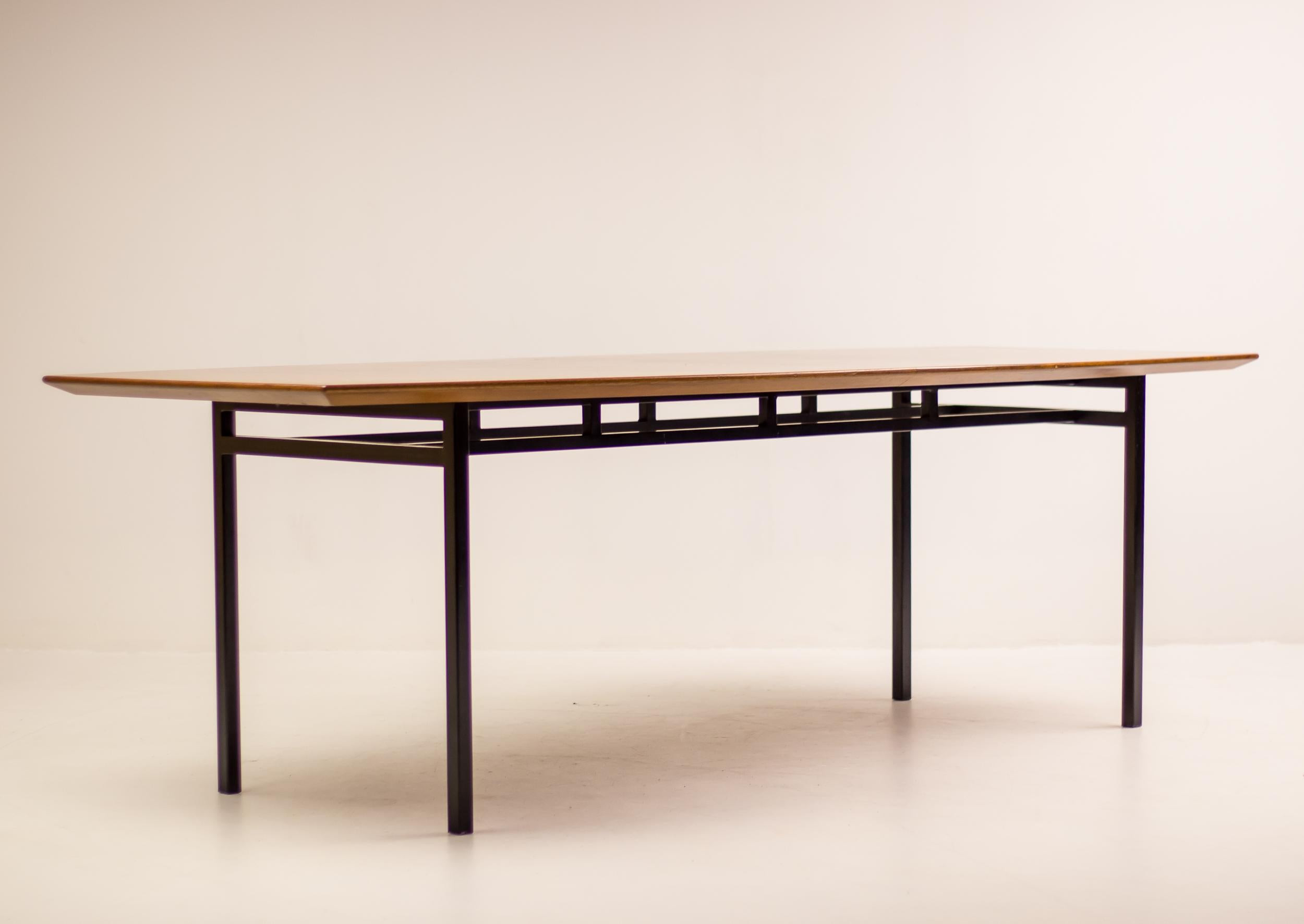 Large Florence Knoll Teak Boat Shaped Dining Table For Sale 1