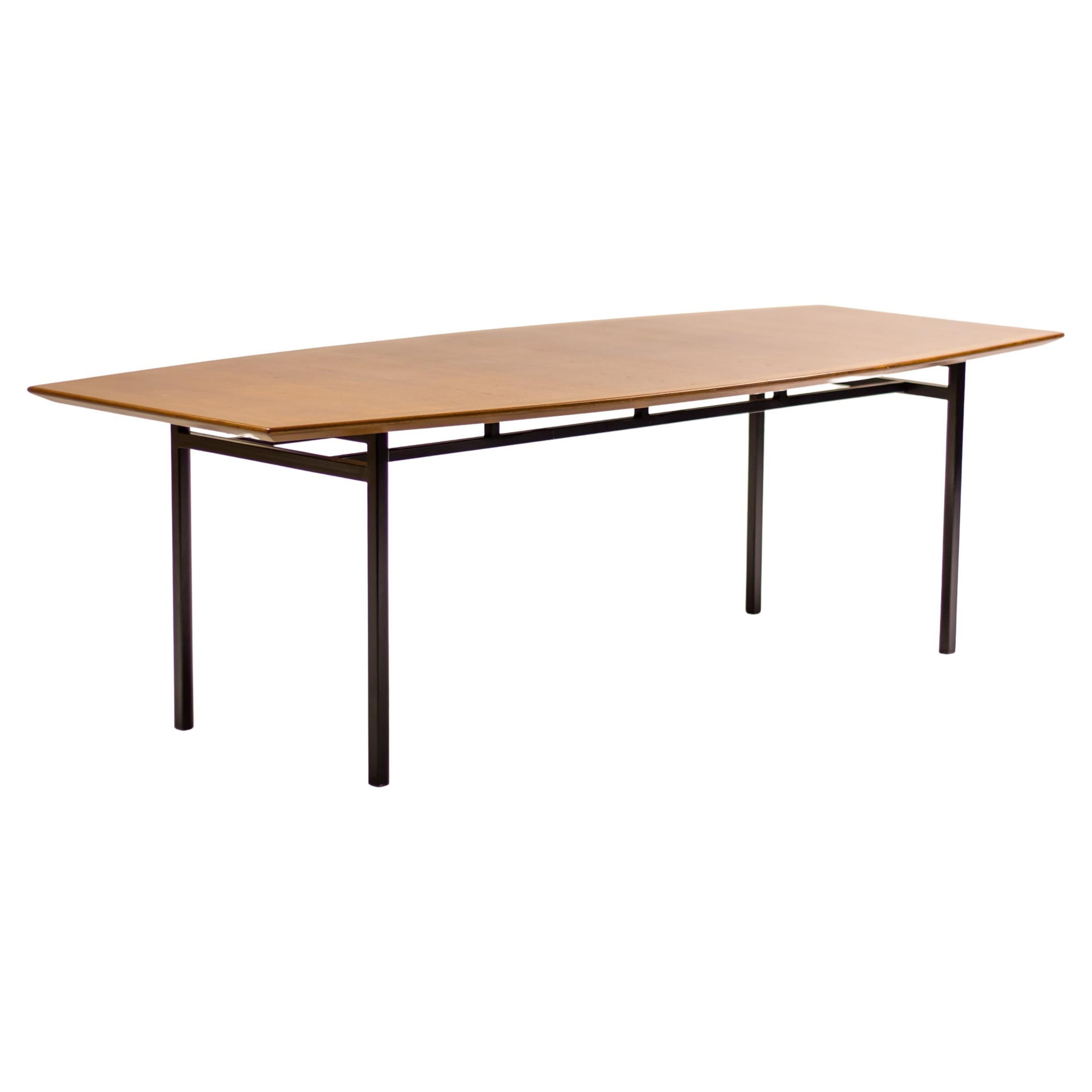Large Florence Knoll Teak Boat Shaped Dining Table For Sale