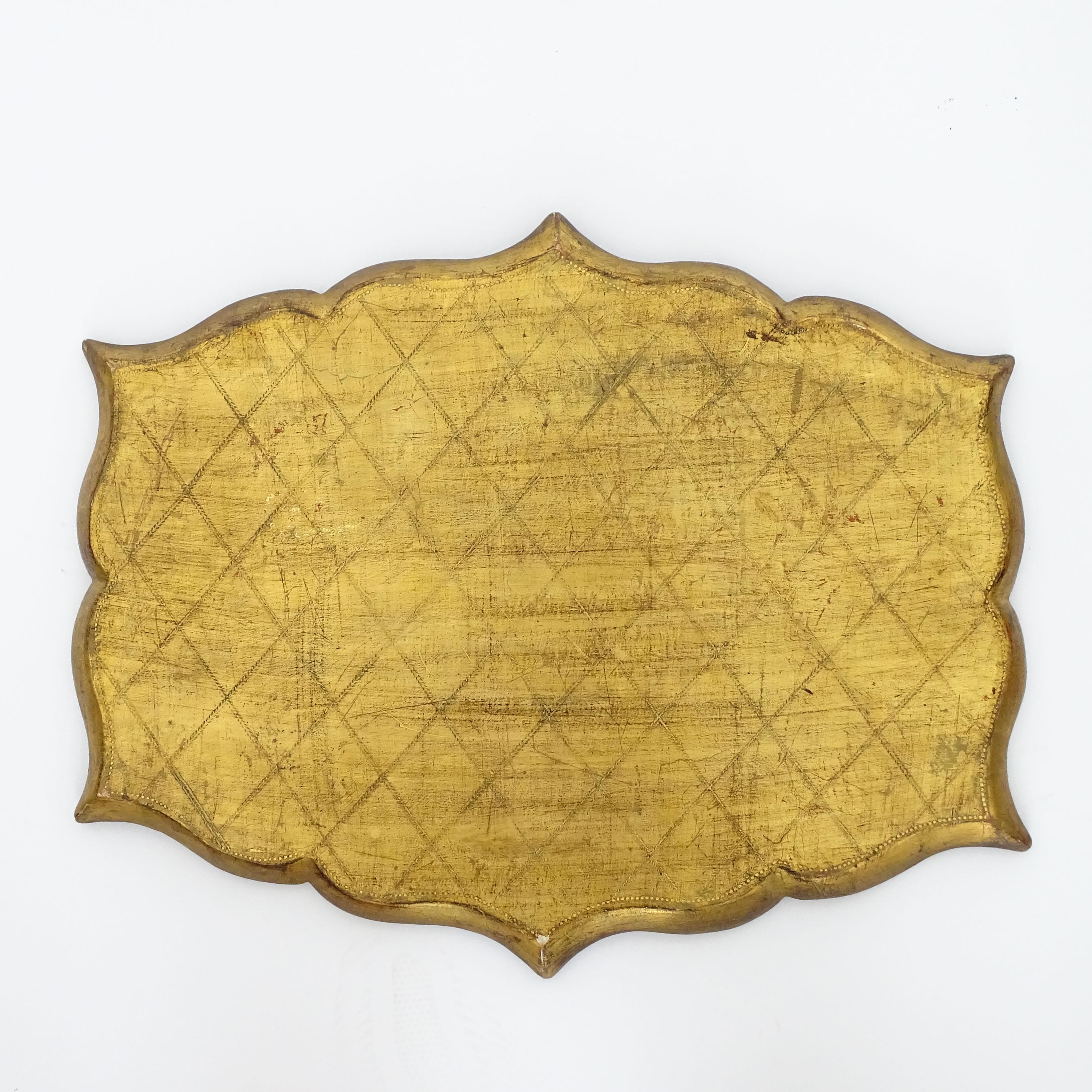 Large Florentine 1950s Engraved Wood and Coloured Lacquer Serving Tray For Sale 2