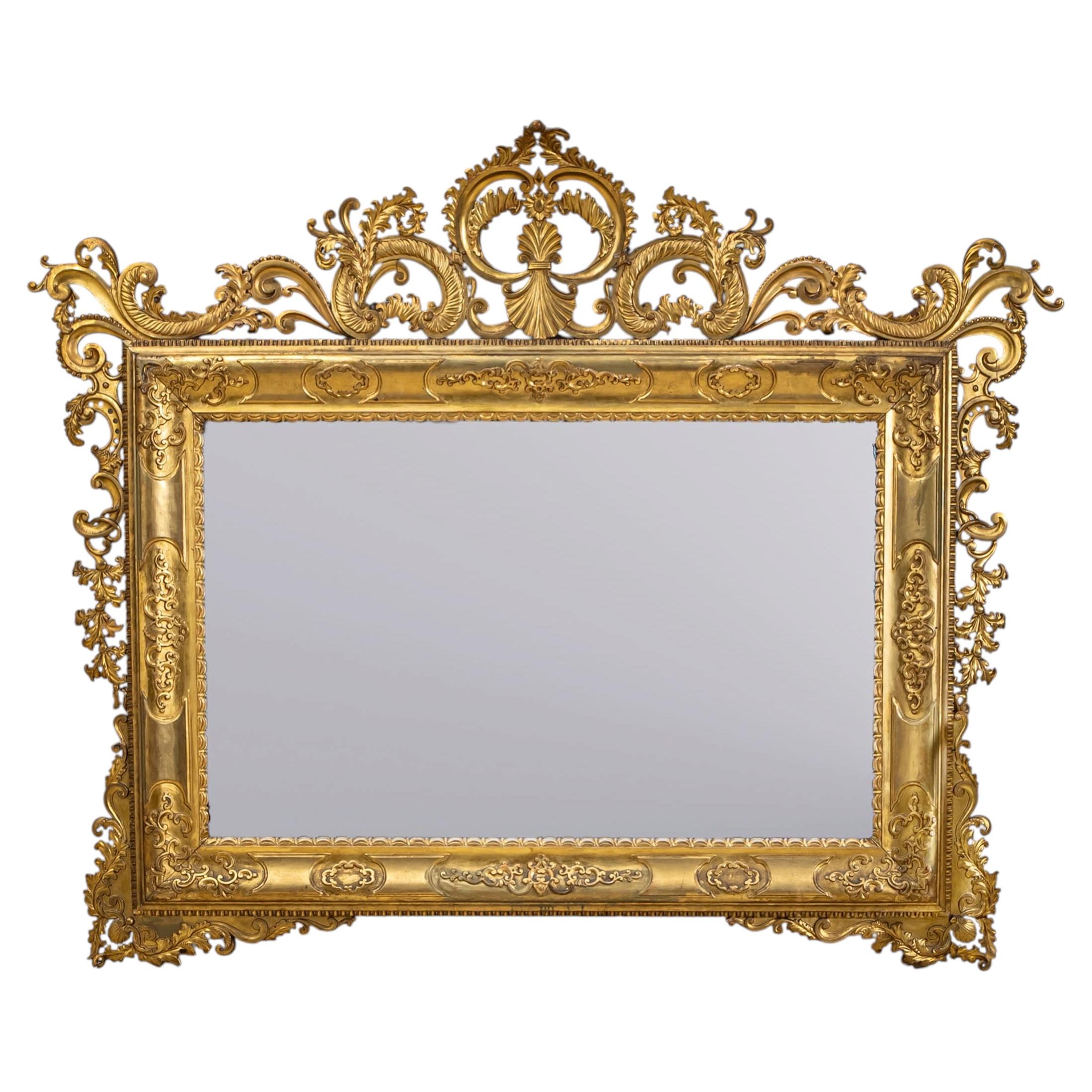 Large Florentine Baroque-Style Wall Mirror, Italy, Late 19th Century For Sale