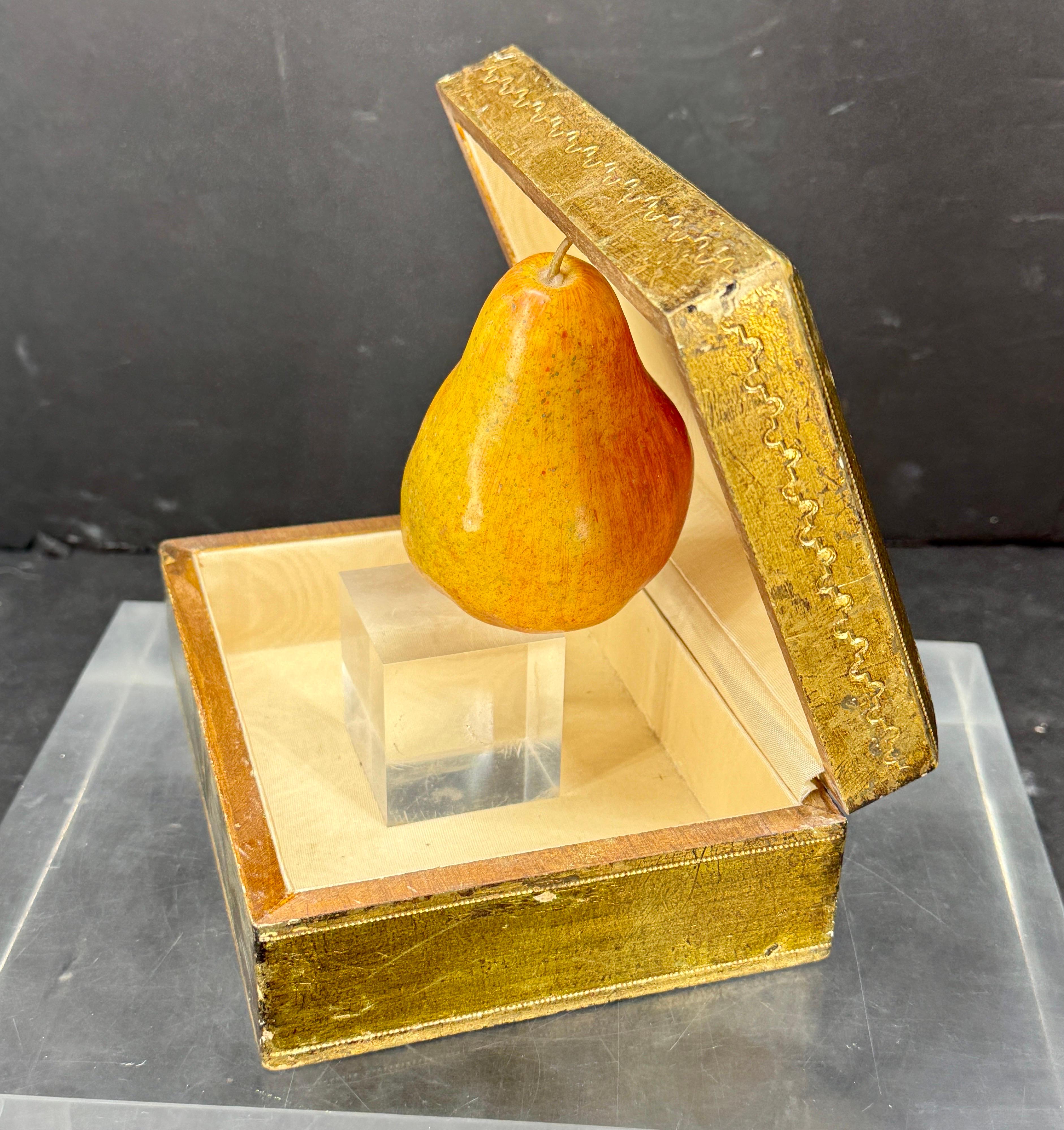 20th Century Large Florentine Rectangular Giltwood and Marble Box Rectangular, Italy