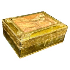 Große Florentine Rechteckige Kiste aus Giltwood und Marmor Rechteckig, Italien