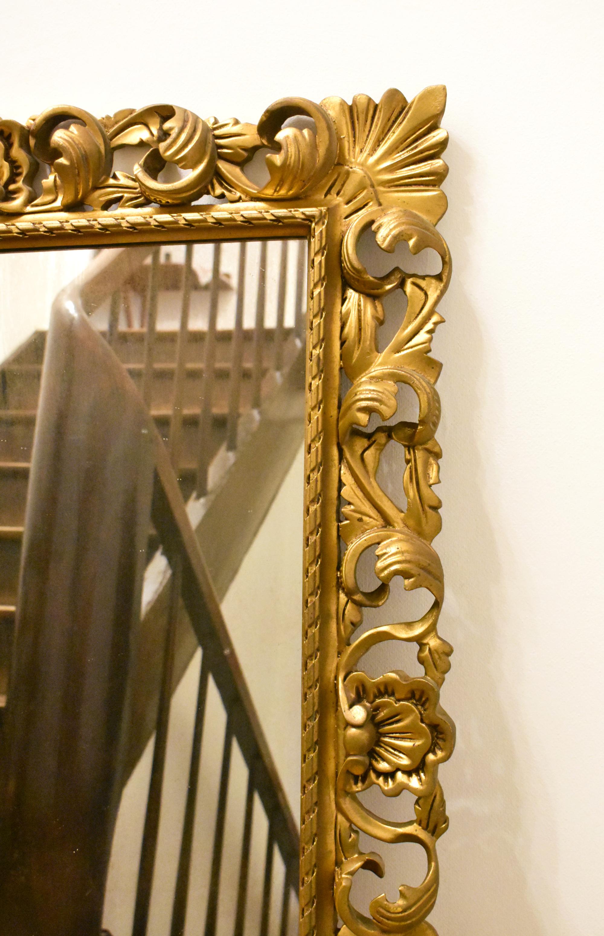 Large Florentine Style Giltwood Wall Mirror For Sale 4
