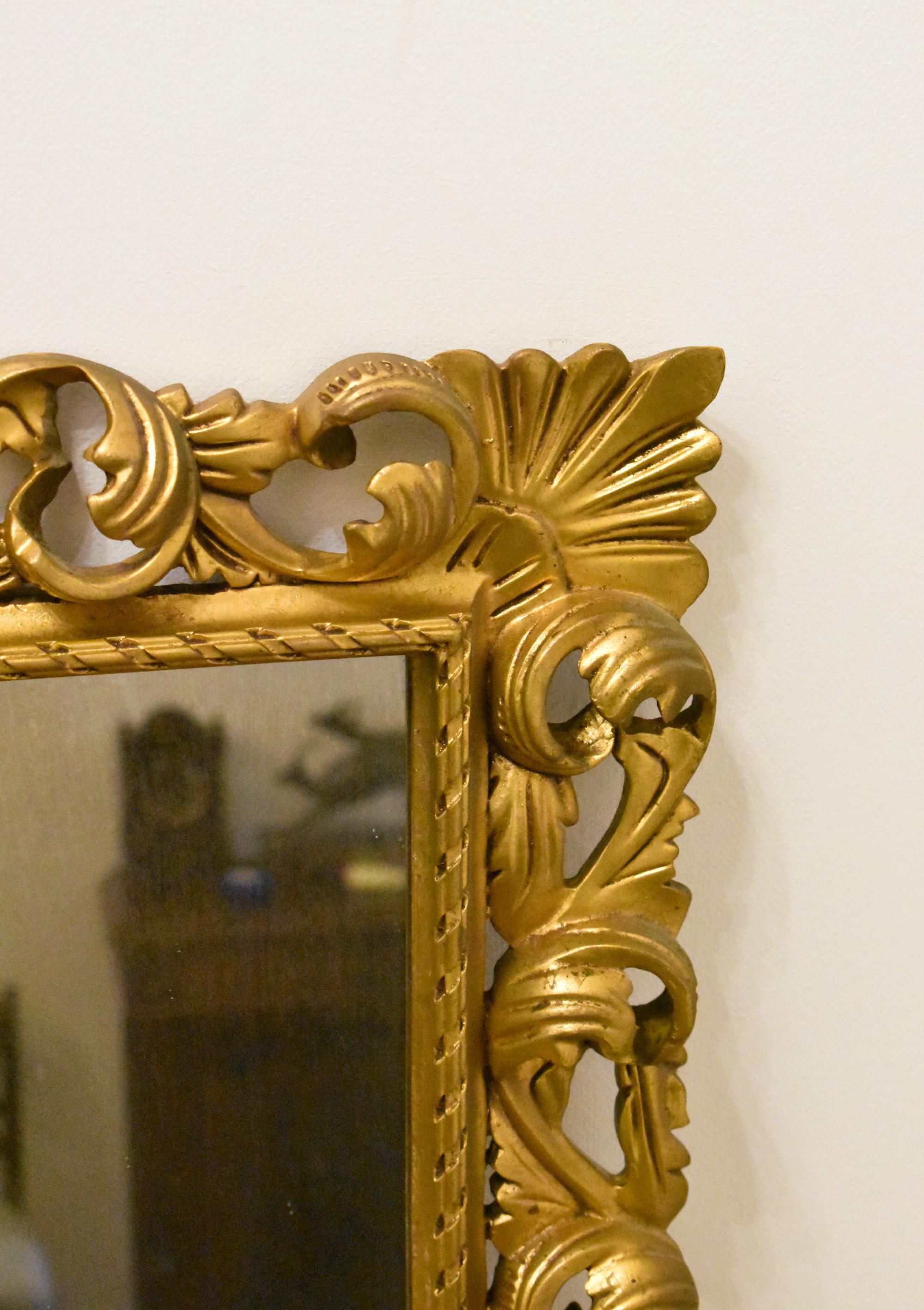 Large Florentine Style Giltwood Wall Mirror For Sale 5