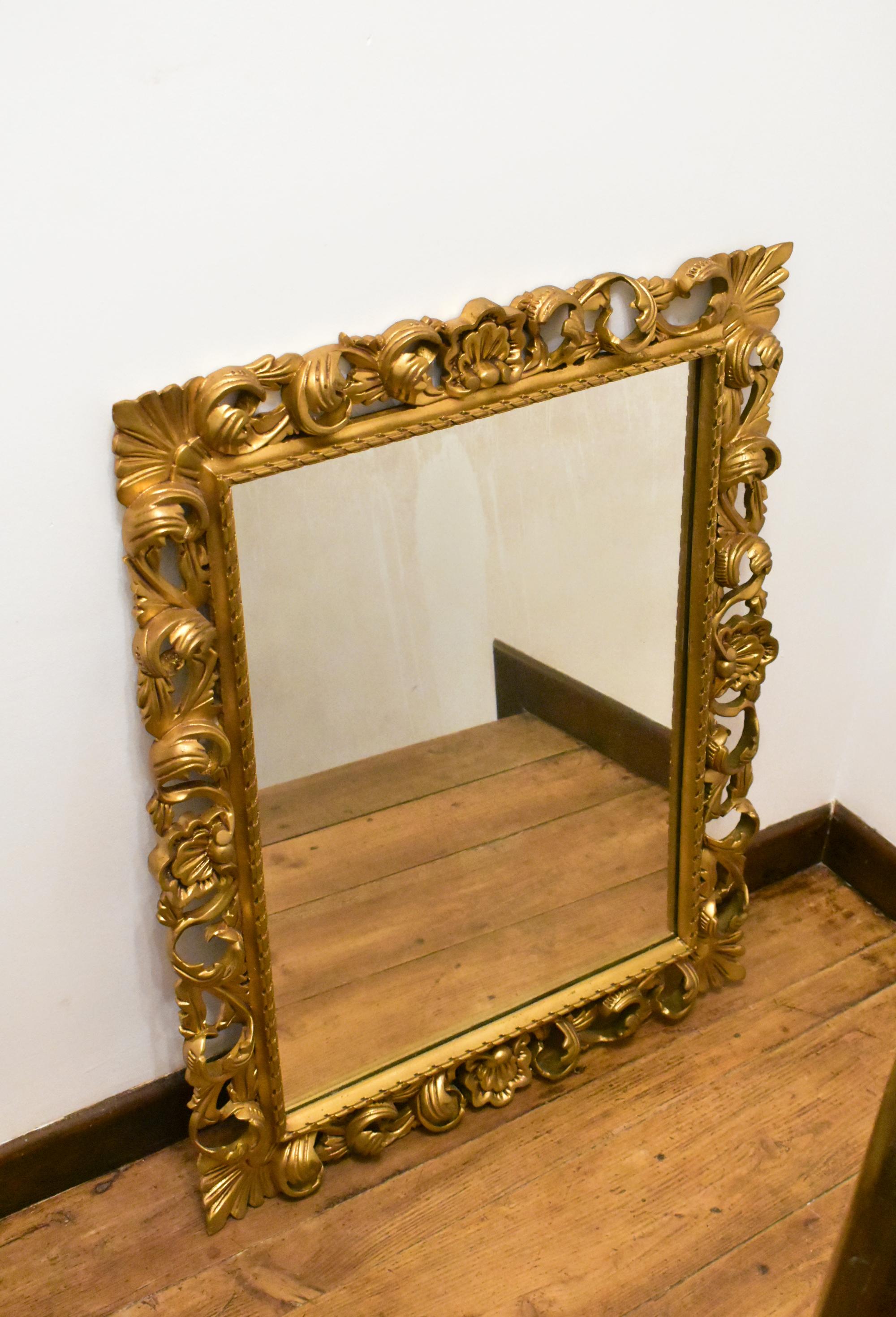 Large Florentine Style Giltwood Wall Mirror For Sale 7