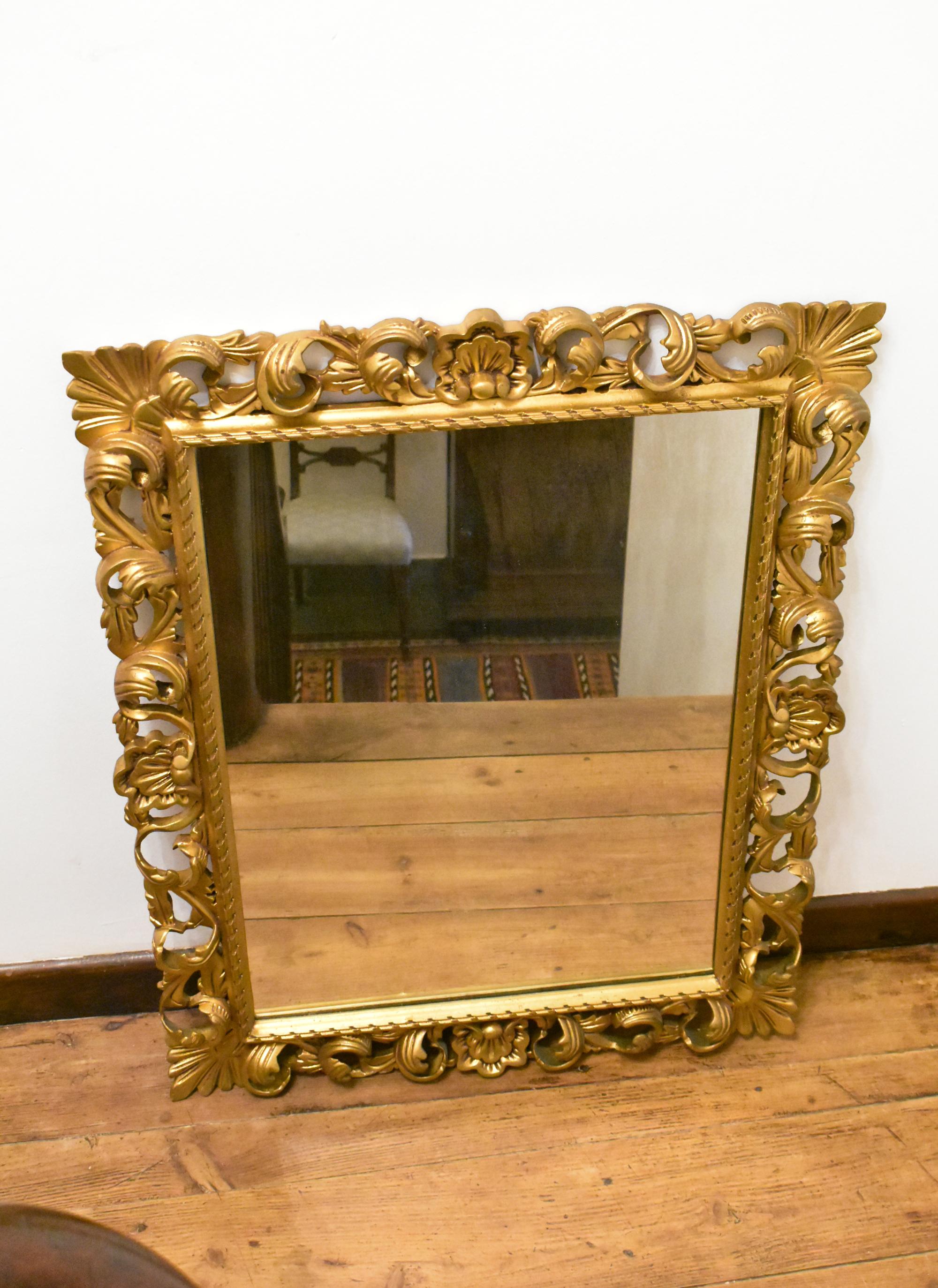 Large Florentine Style Giltwood Wall Mirror For Sale 8