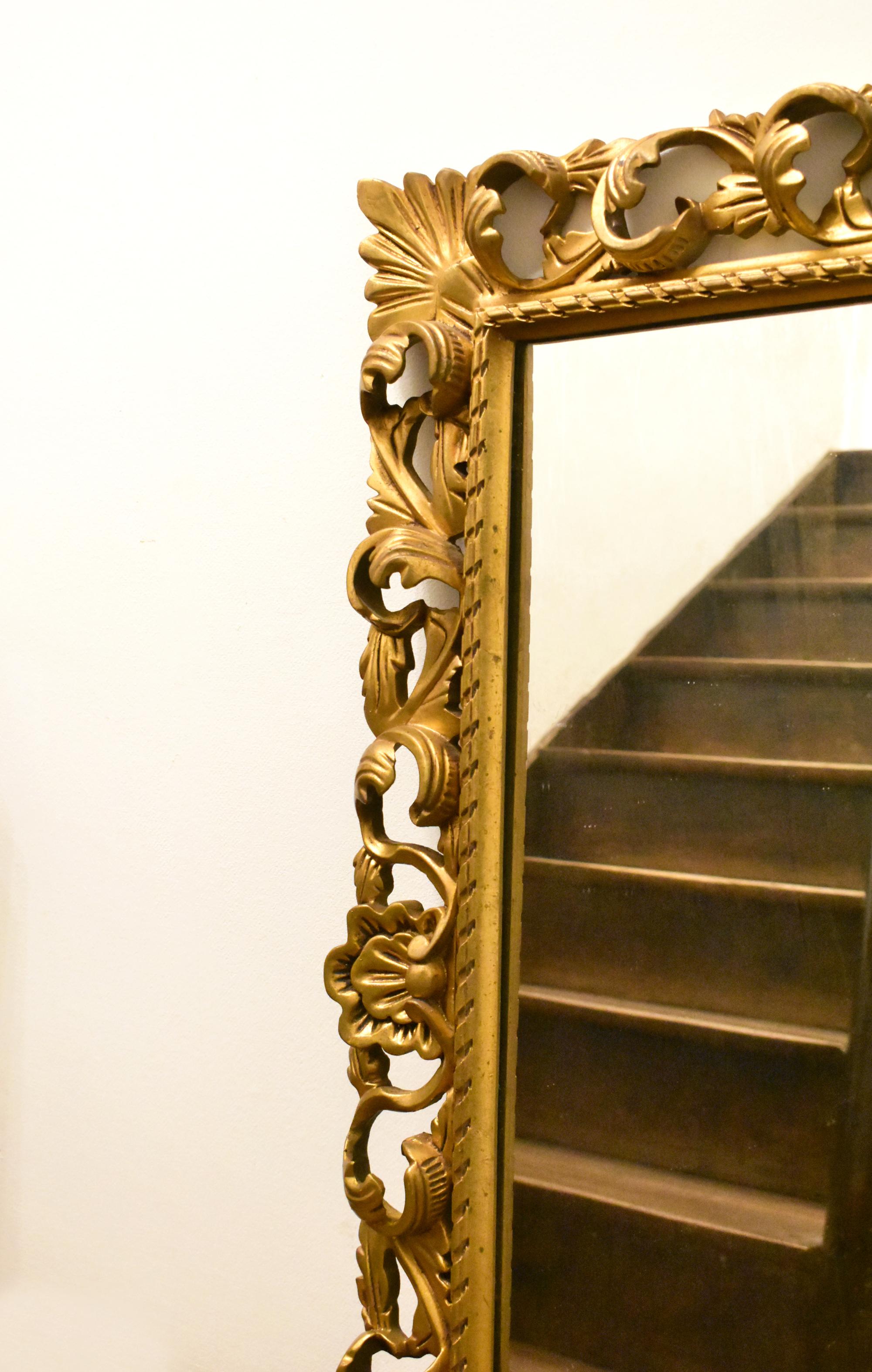 20th Century Large Florentine Style Giltwood Wall Mirror For Sale
