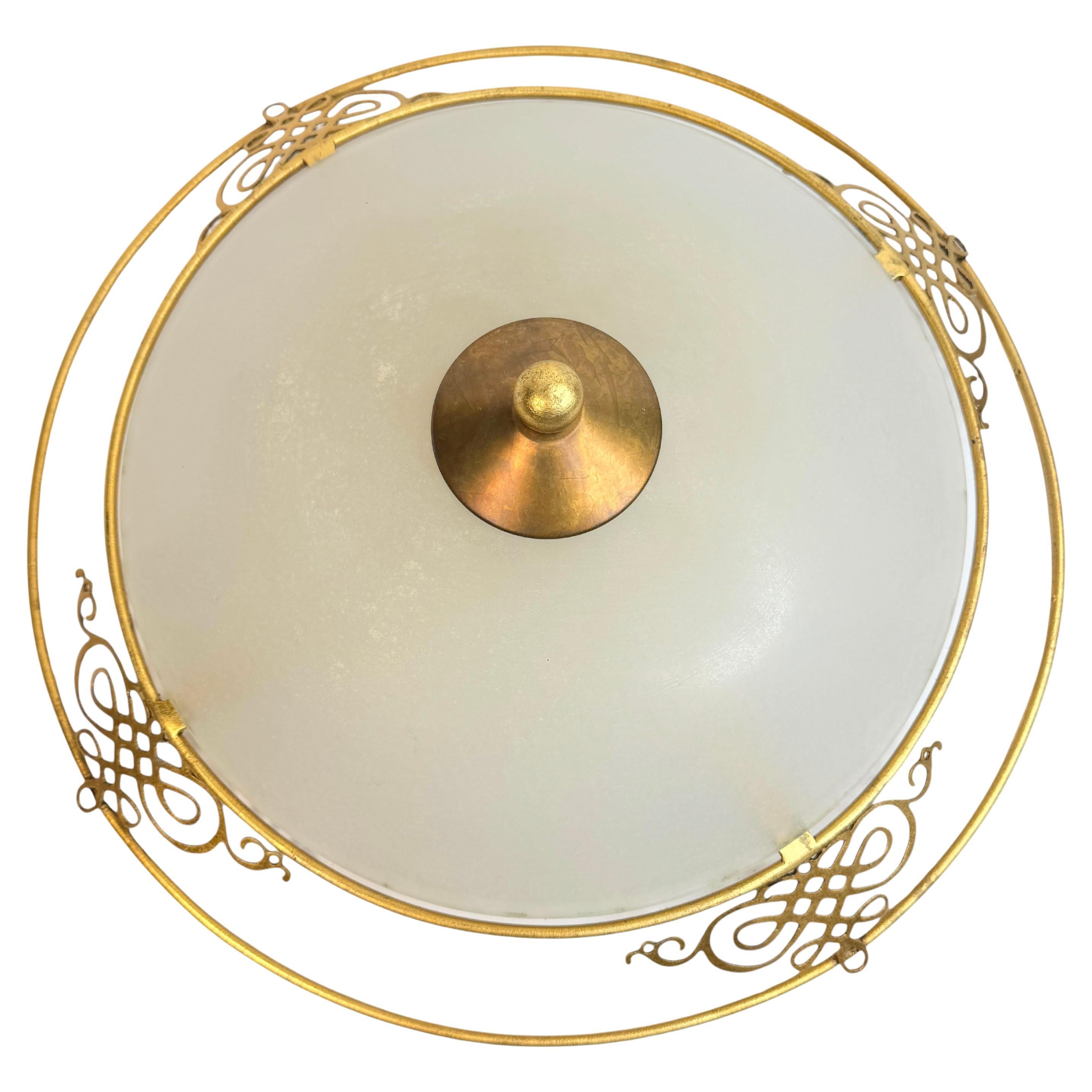 Gran lámpara de techo empotrada de cristal de Murano de estilo florentino, Italia, años 80 en venta