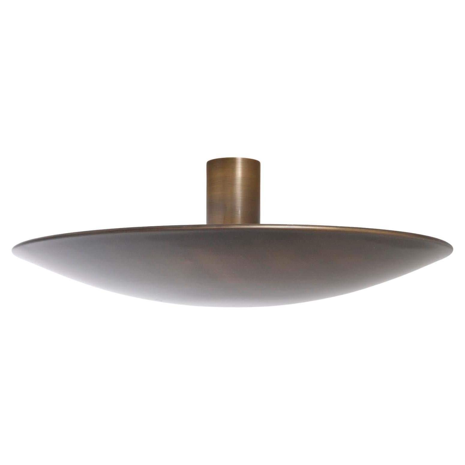 Mid-Century Modern Florian Schulz Flush Mount Light Uplight Bowl, Patinated Brass, 1970s