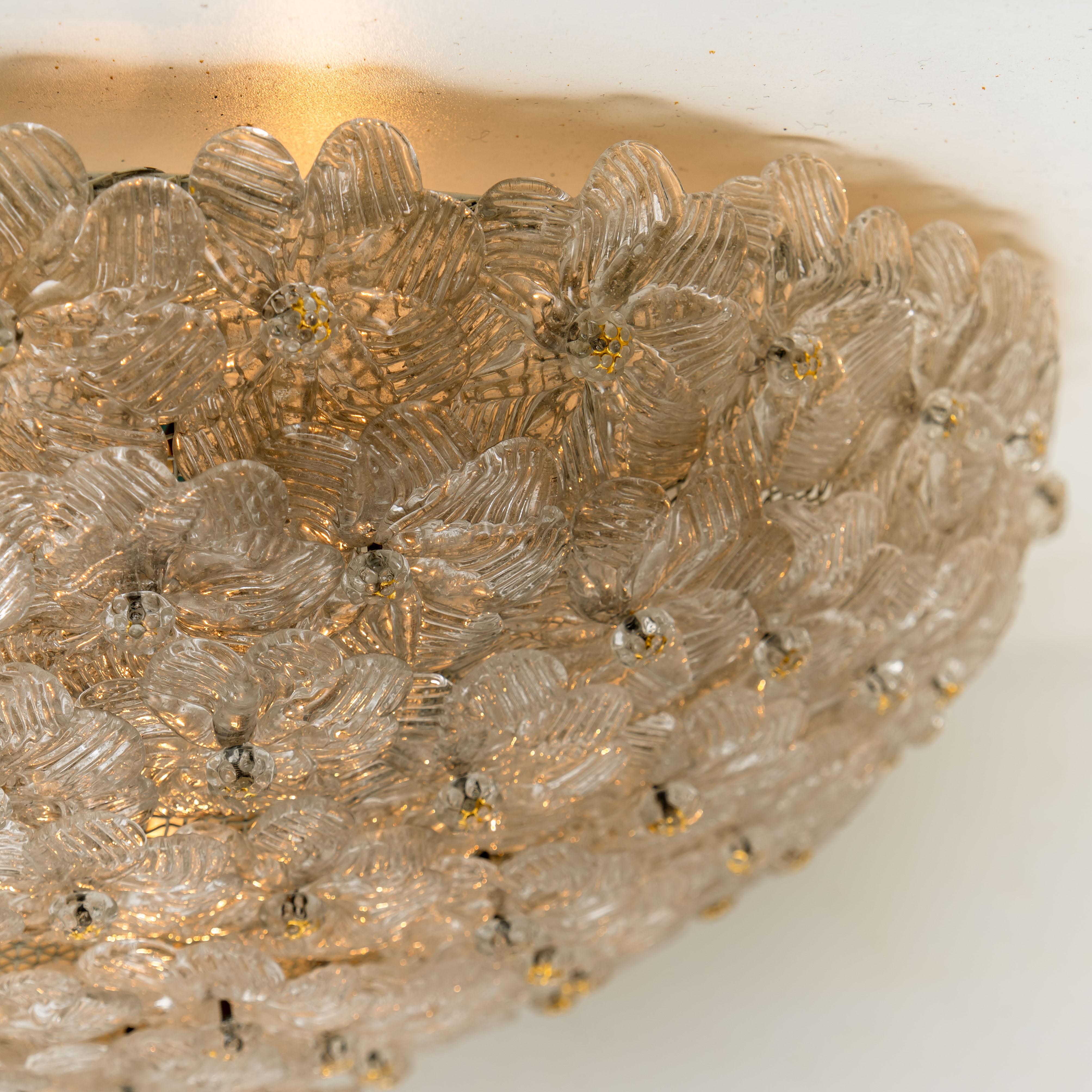 20th Century Large Flower Light Fixture or Flushmount by Barovier & Toso, Murano, 1990s