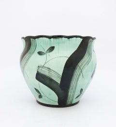 Grande vaso da fiori nero e verde Art Deco di Ilse Claesson, Rörstrand, anni '30