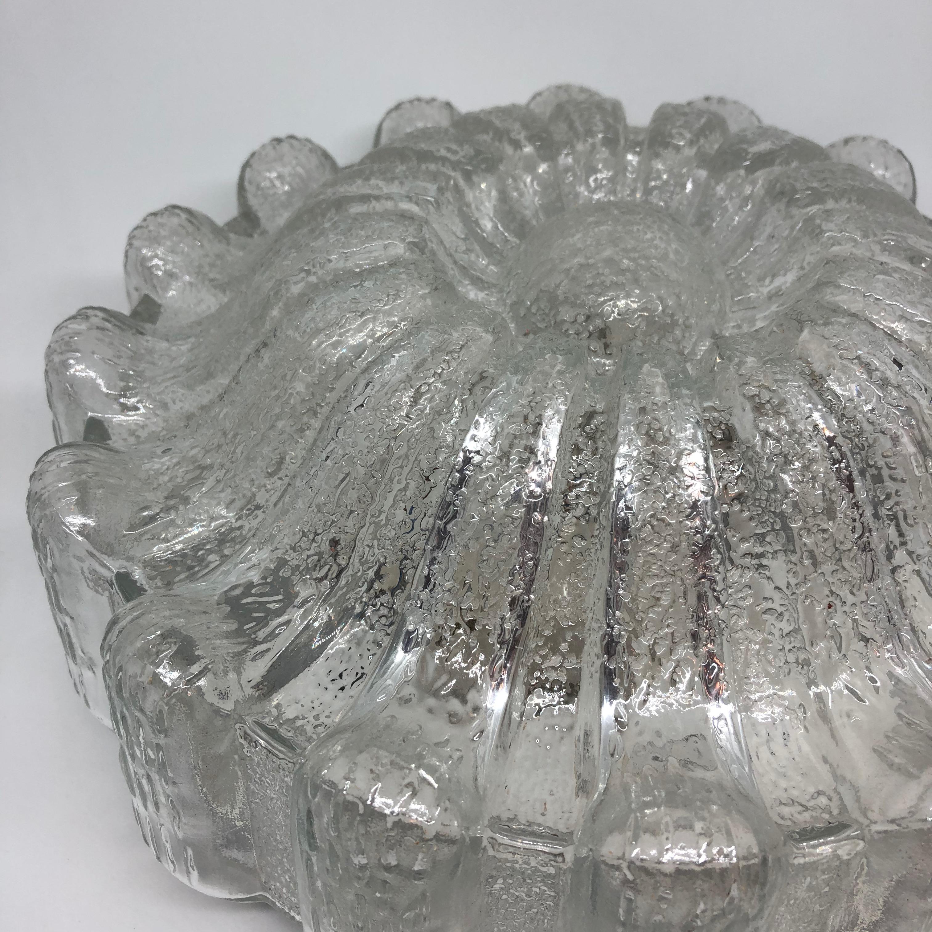 Large Flower Shape Glass Flush mount by Limburg, Germany, 1960s In Good Condition In Nuernberg, DE