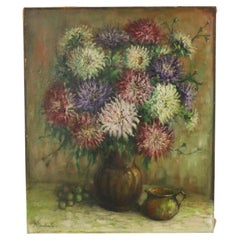 Large Flower Still Life Painting Dahlias Signed M. Vierstraete