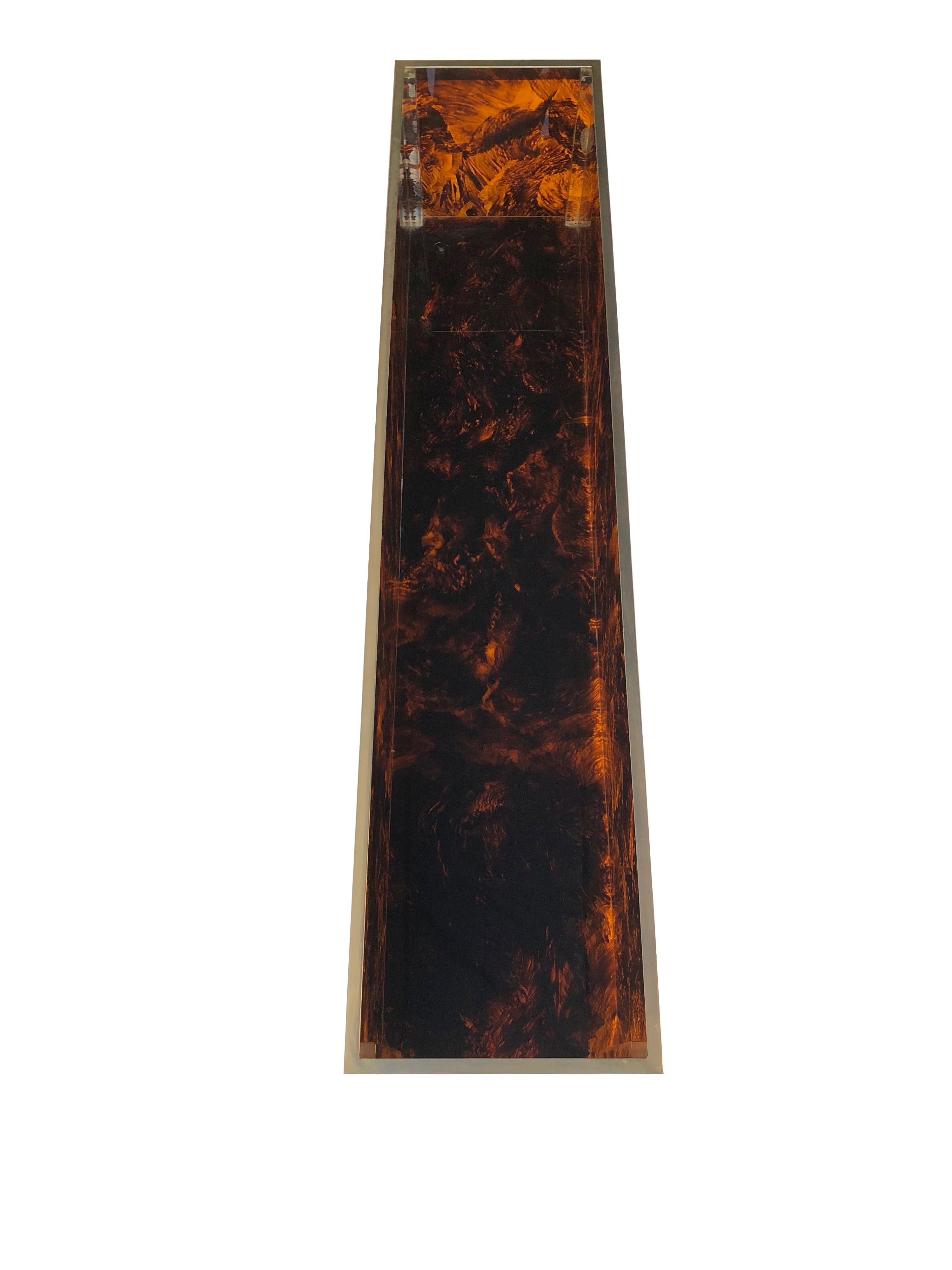 Große Blumenvase aus schildpattfarbenem Lucite und Chrom, Mid-Century Modern, Italien, 1970 im Zustand „Gut“ im Angebot in Rome, IT