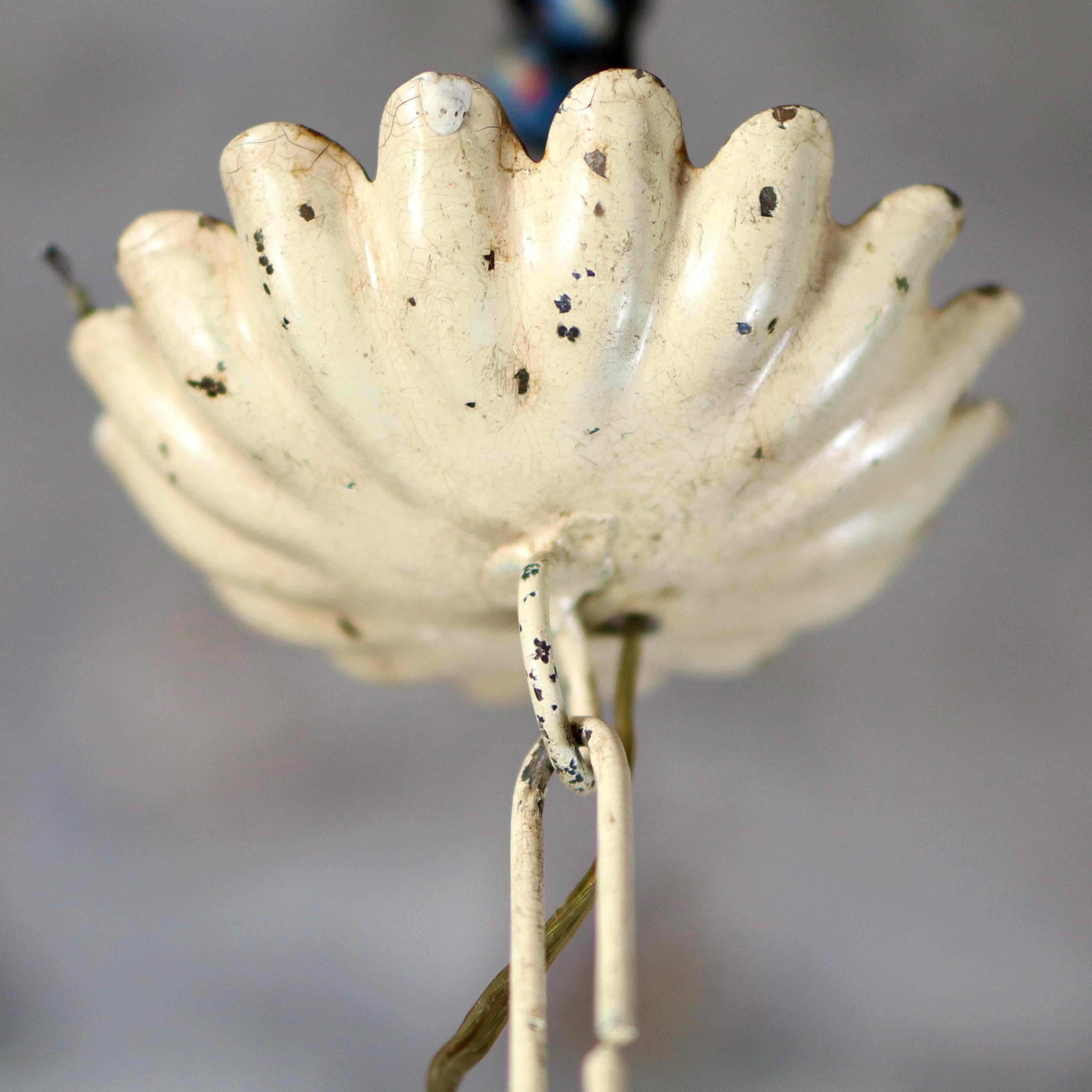 Large flowers and leaves toleware chandelier from the 1940s, Italy 8