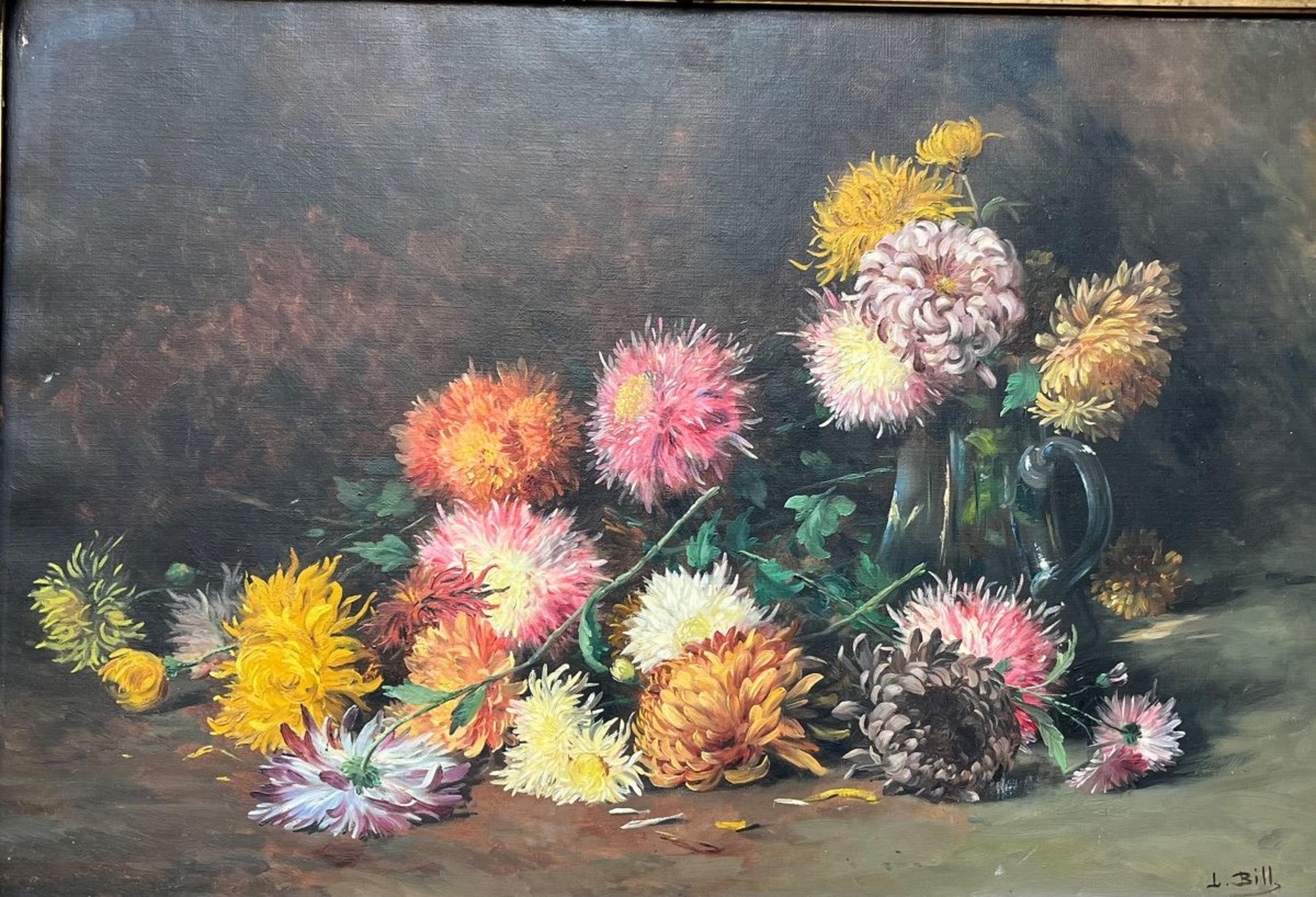 Large flower arrangement (dahlias
oil on canvas
sign lower right L. Bill.
Elegant frame in gilded stucco (some restorations to be planned).
Lina Bill pseudonym of Louis Bonnot (Gruissan 1855 - Avignon 1936), painted many Mediterranean landscapes