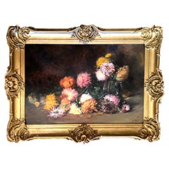 Antique Large Flowers Painting by Lina Bill