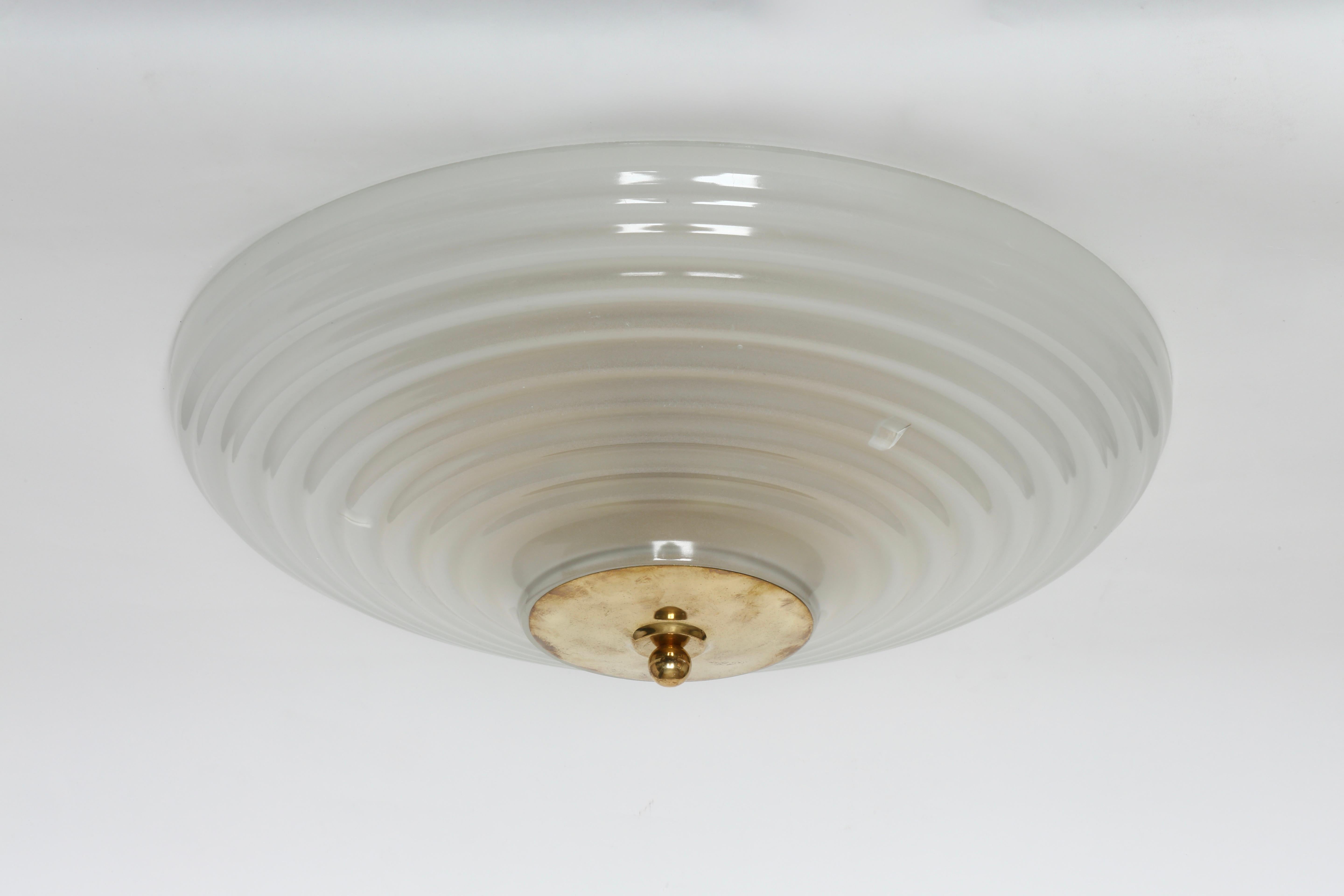 Mid-Century Modern Large Flush Mount by Fidenza Vetraria, Attributed For Sale
