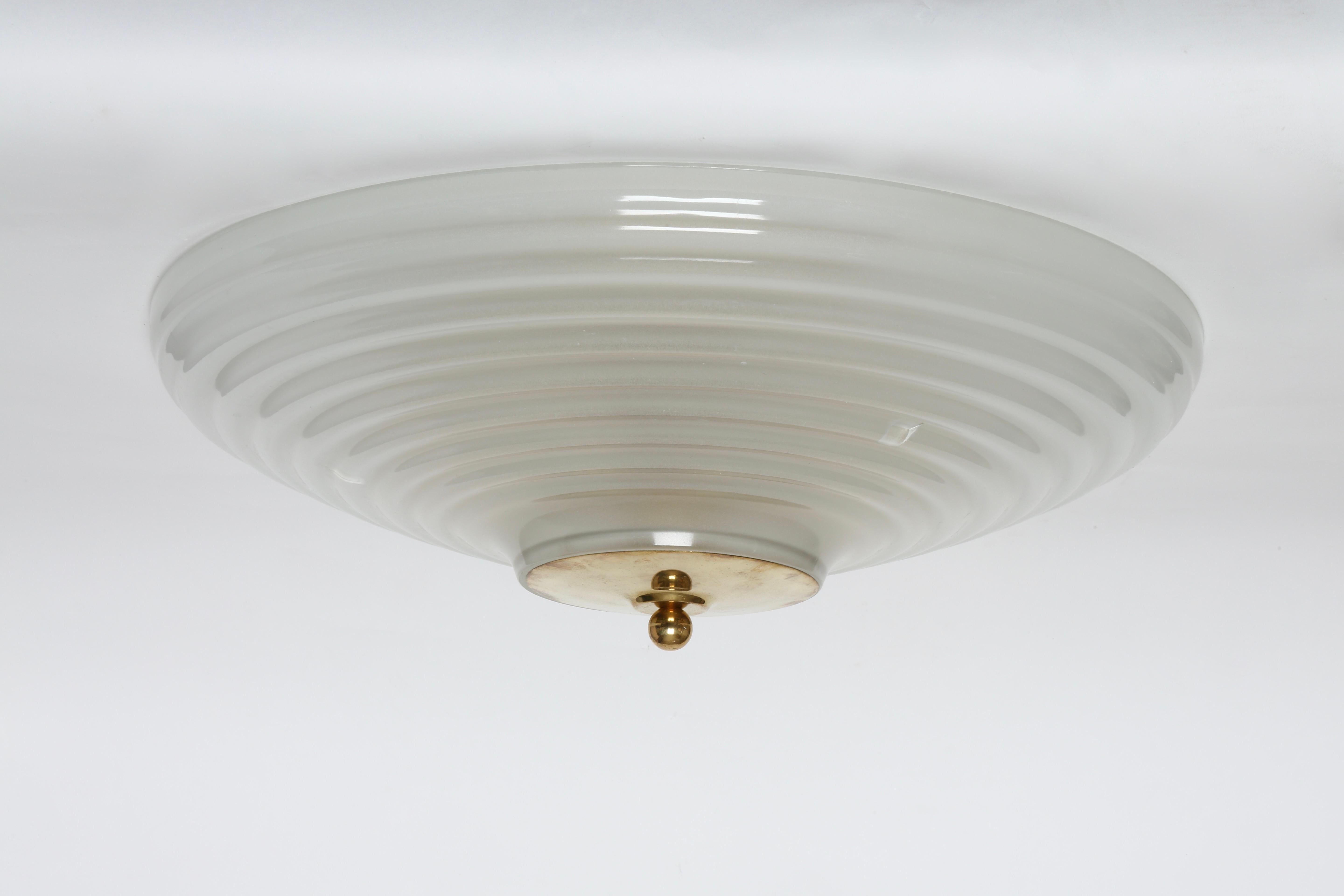 Mid-20th Century Large Flush Mount by Fidenza Vetraria, Attributed For Sale