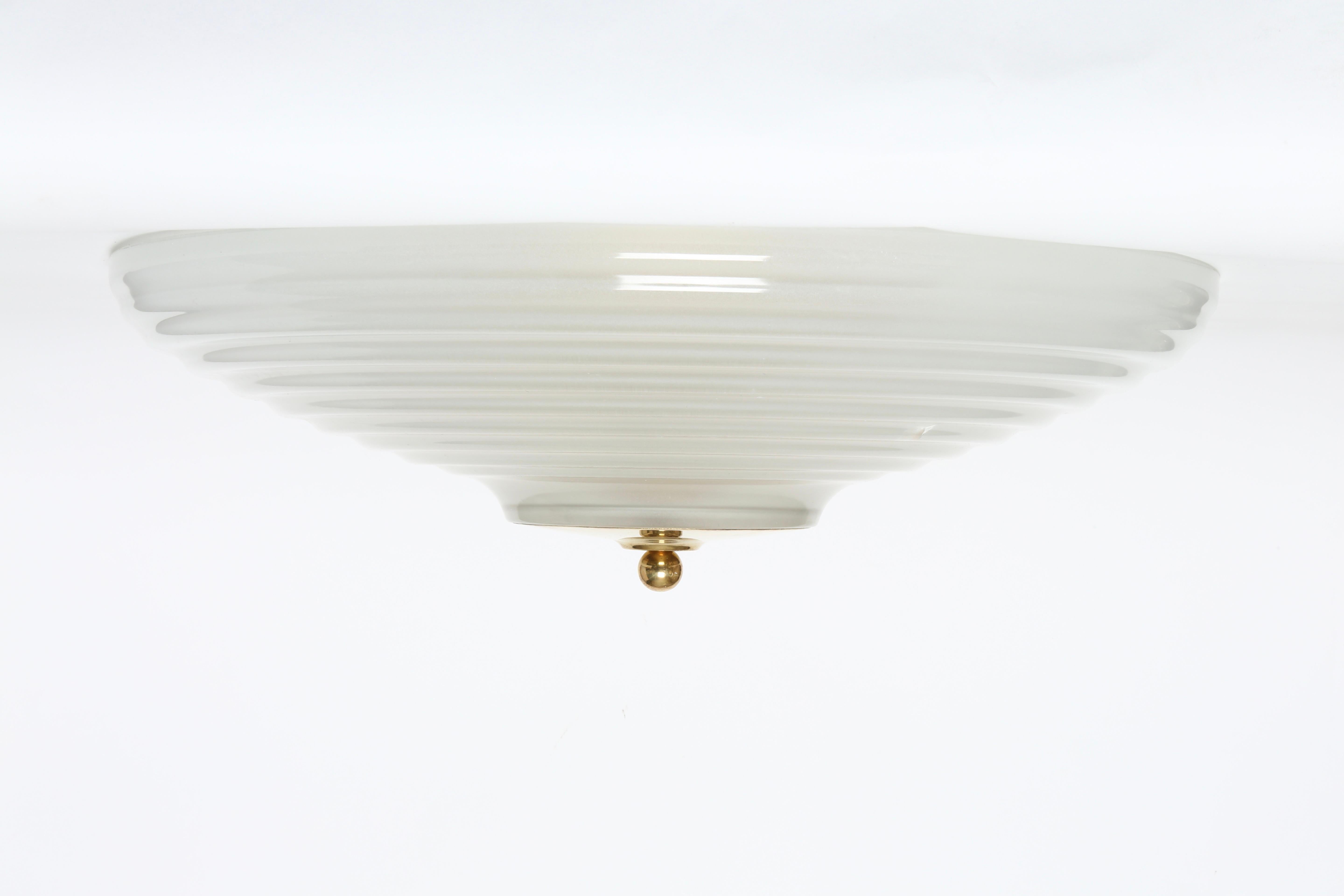 Brass Large Flush Mount by Fidenza Vetraria, Attributed For Sale