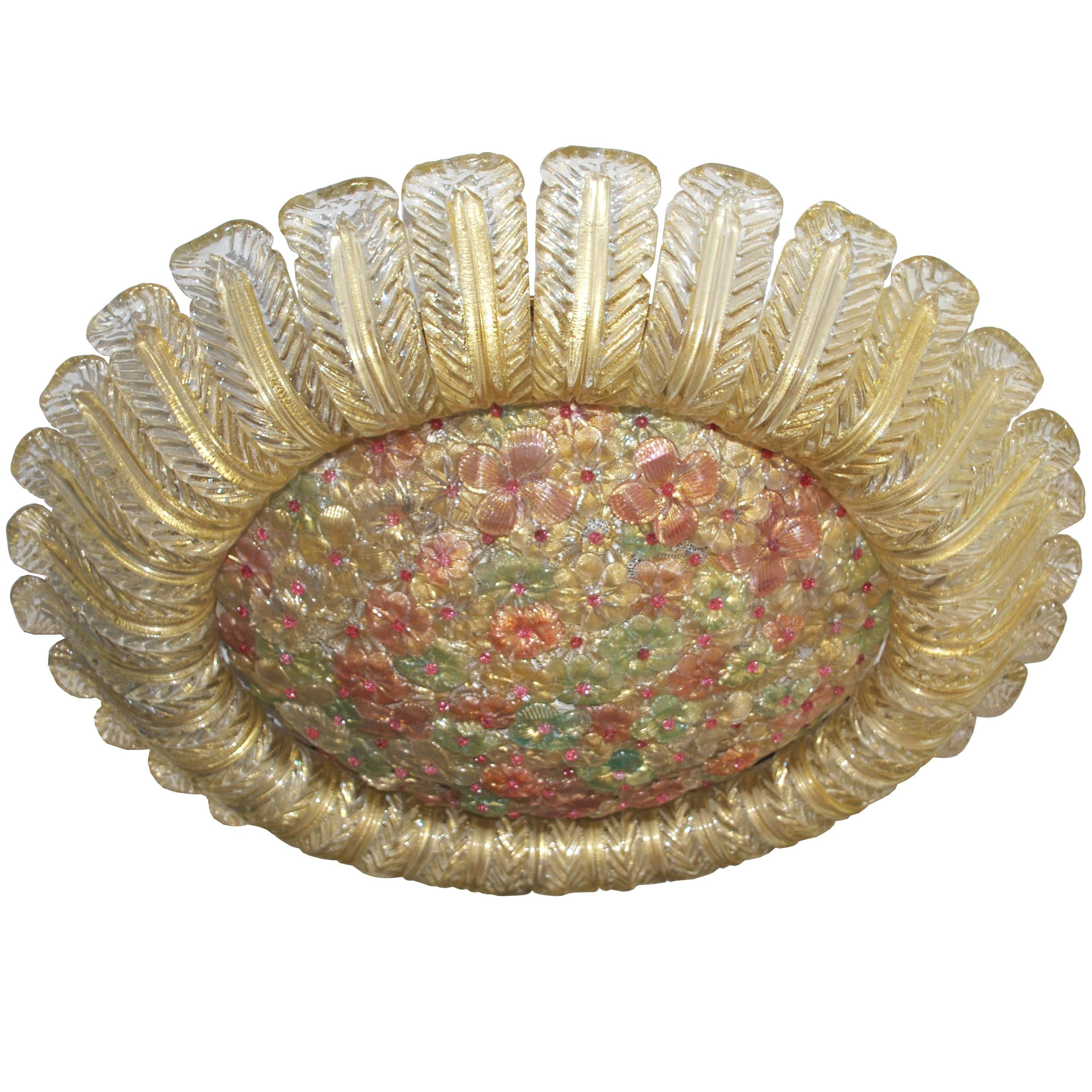 Large Flush Mount by Flavio Poli for Seguso, 1950s For Sale