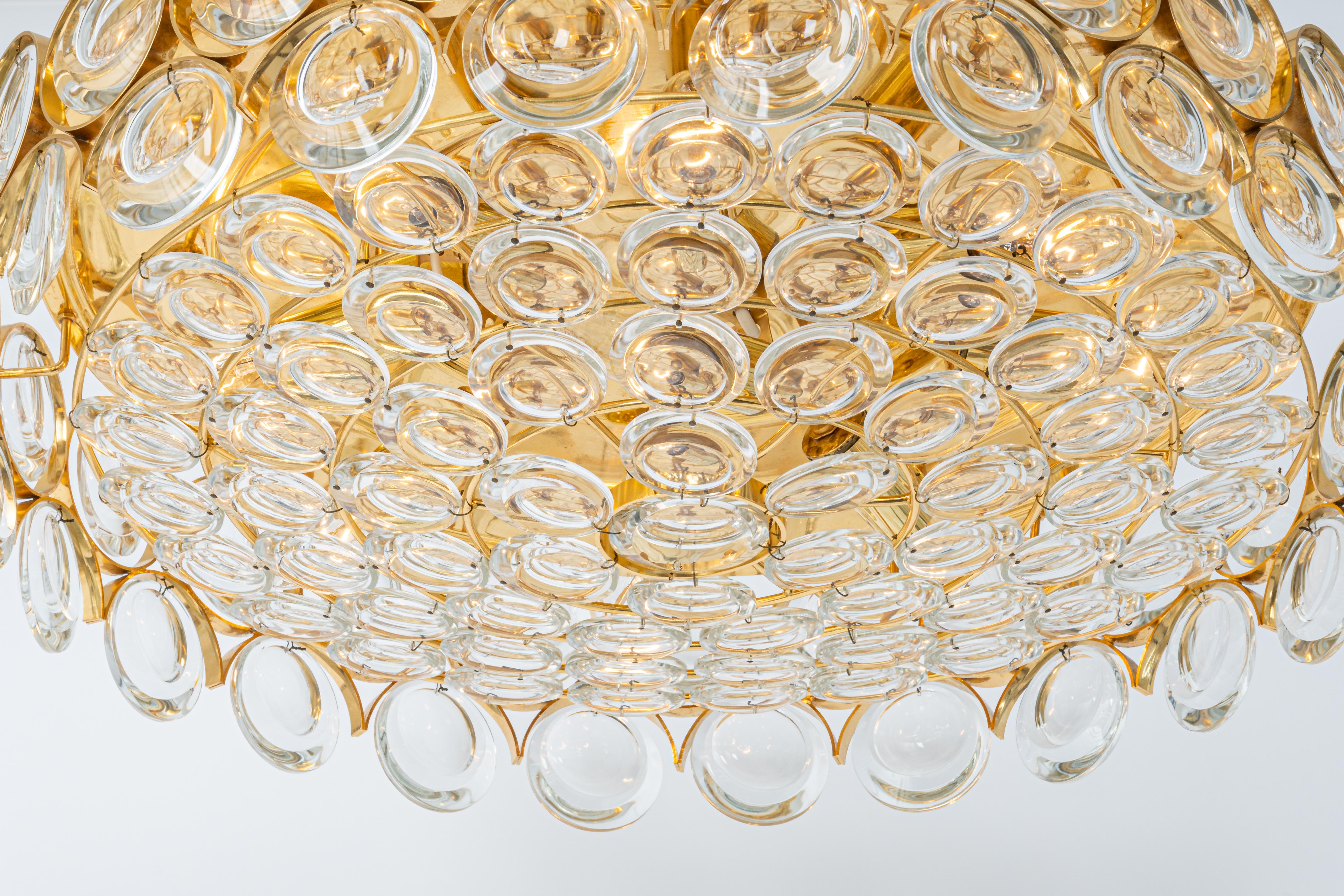 Large Flush Mount Chandelier, Sciolari Design by Palwa, Germany, 70s In Good Condition In Aachen, NRW