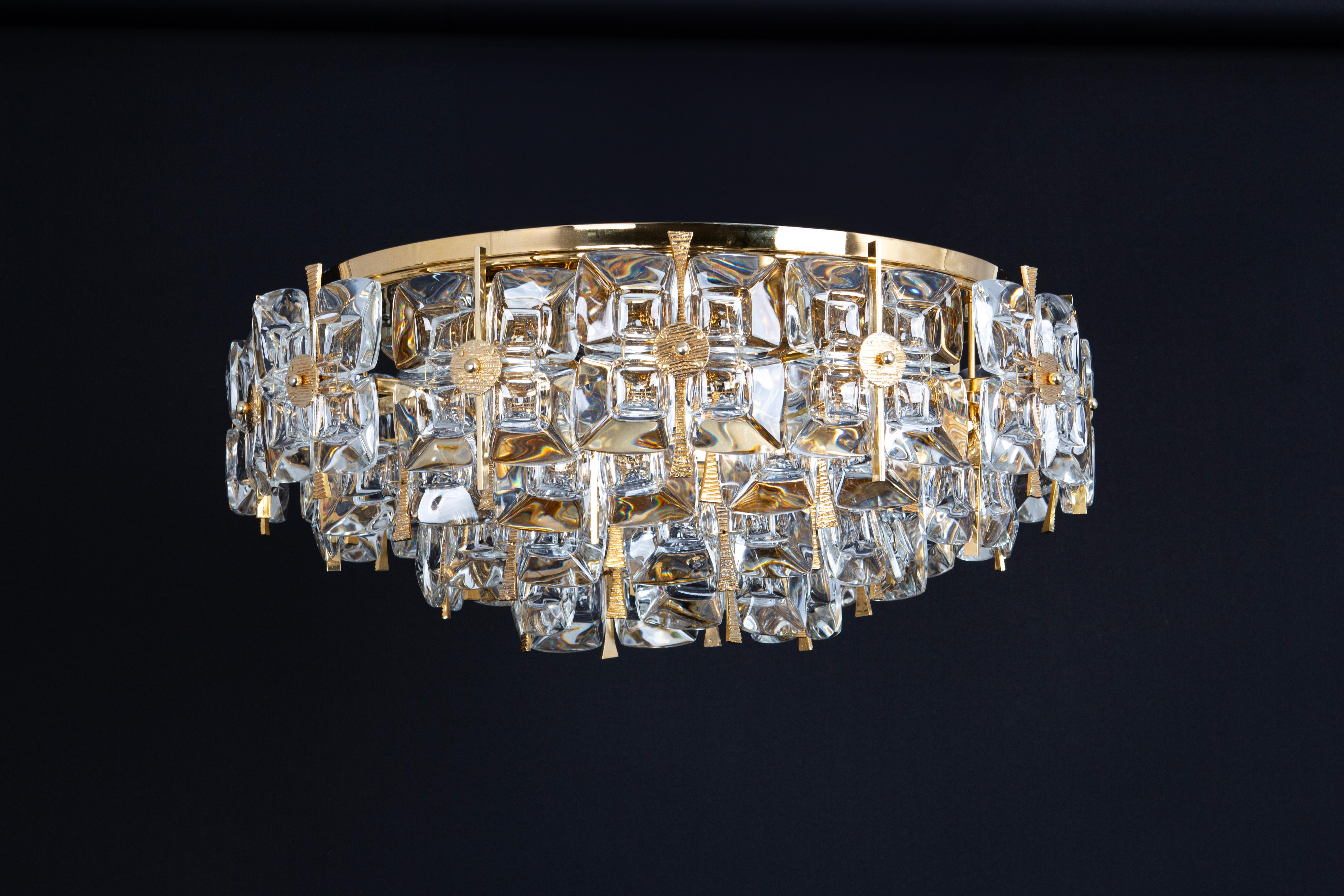 Large Flush Mount Chandelier, Sciolari Style by Palwa, Germany, 70s For Sale 6