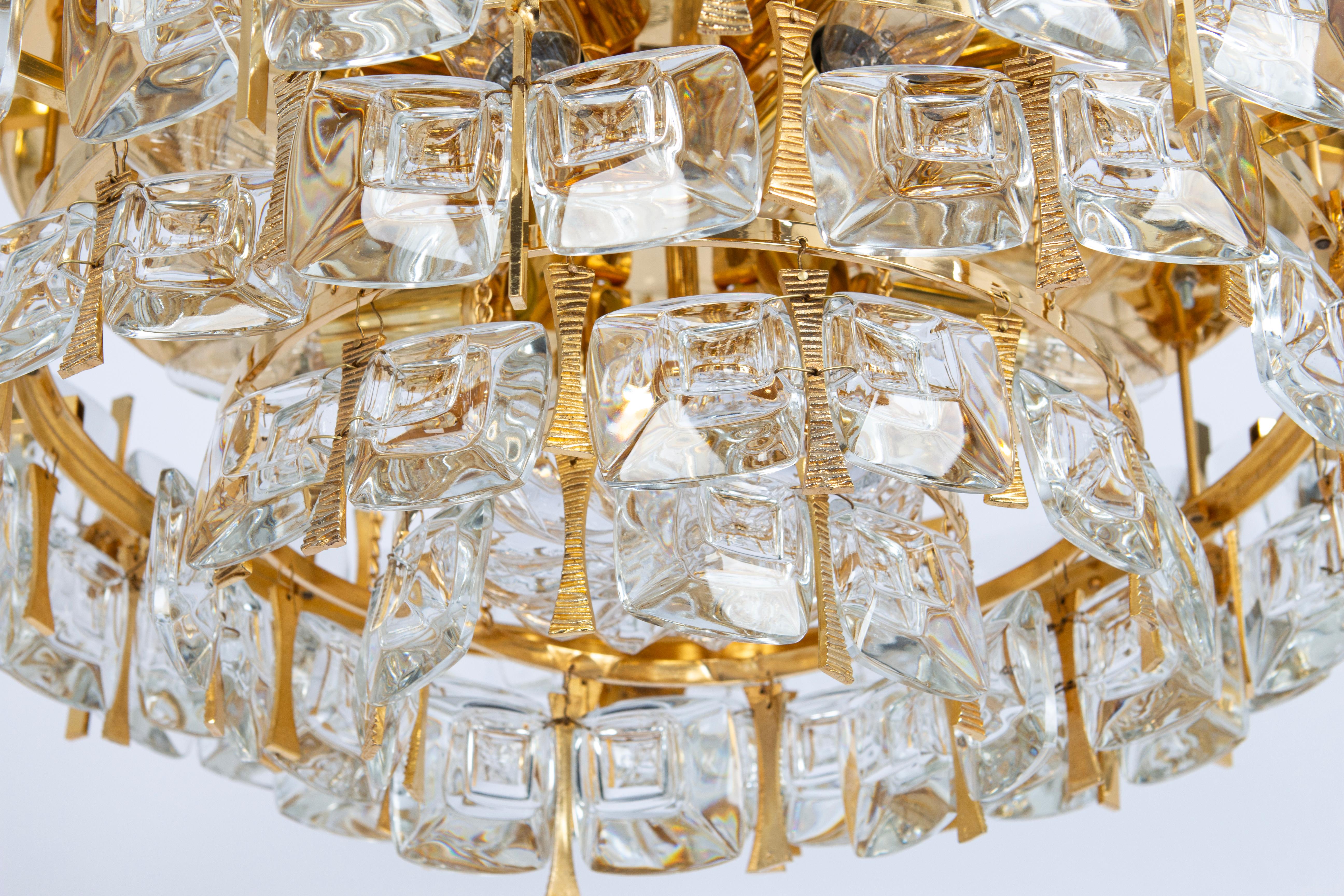 Late 20th Century Large Flush Mount Chandelier, Sciolari Style by Palwa, Germany, 70s For Sale