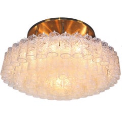 Large Flush Mount Chandelier with Murano Glass Tubes by Doria, Germany, 1960s