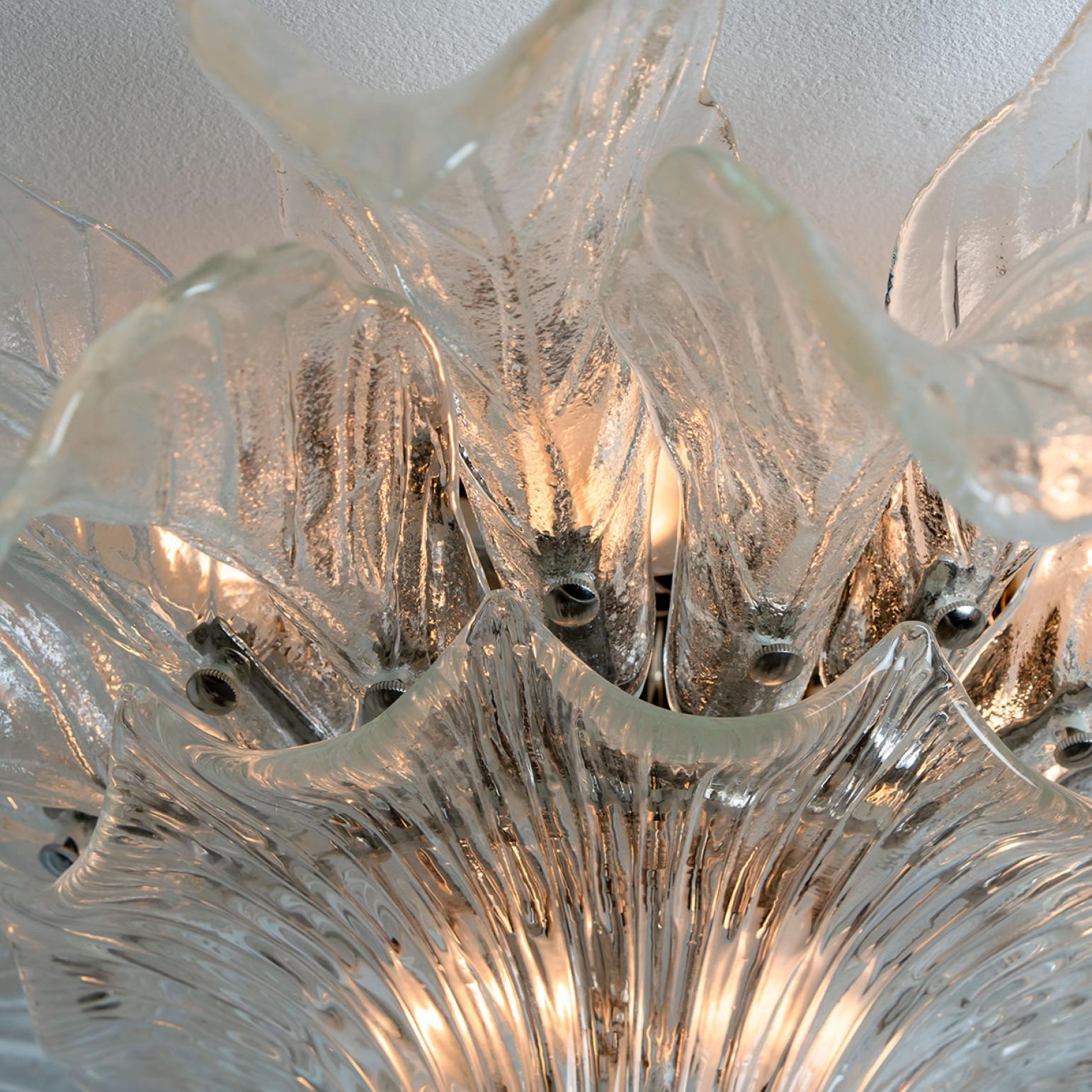 Large Flush Mount Clear Murano Glass by Barovier & Toso, Italy, 1960 3