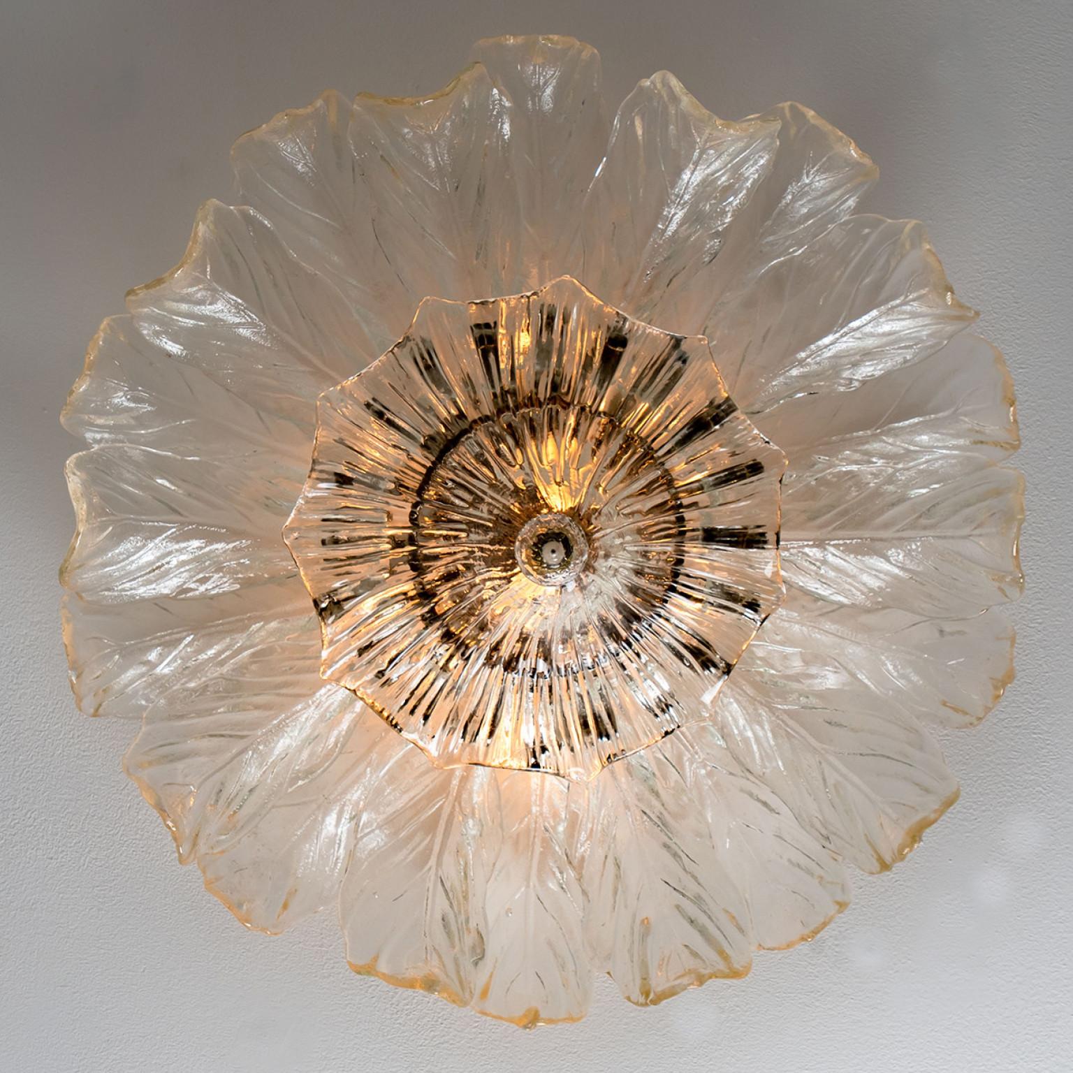 Large Flush Mount Clear Murano Glass by Barovier & Toso, Italy, 1960 4