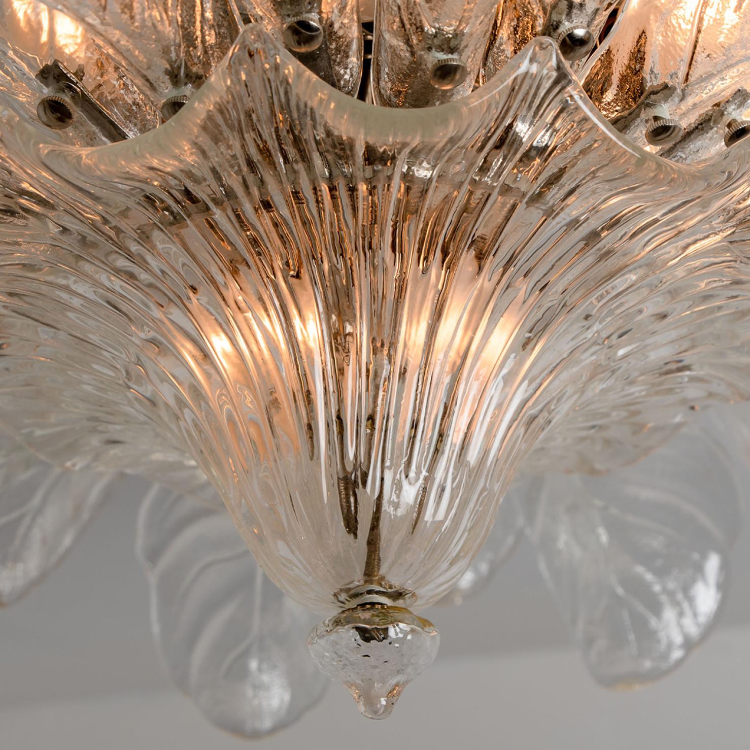 Large Flush Mount Clear Murano Glass by Barovier & Toso, Italy, 1960 5