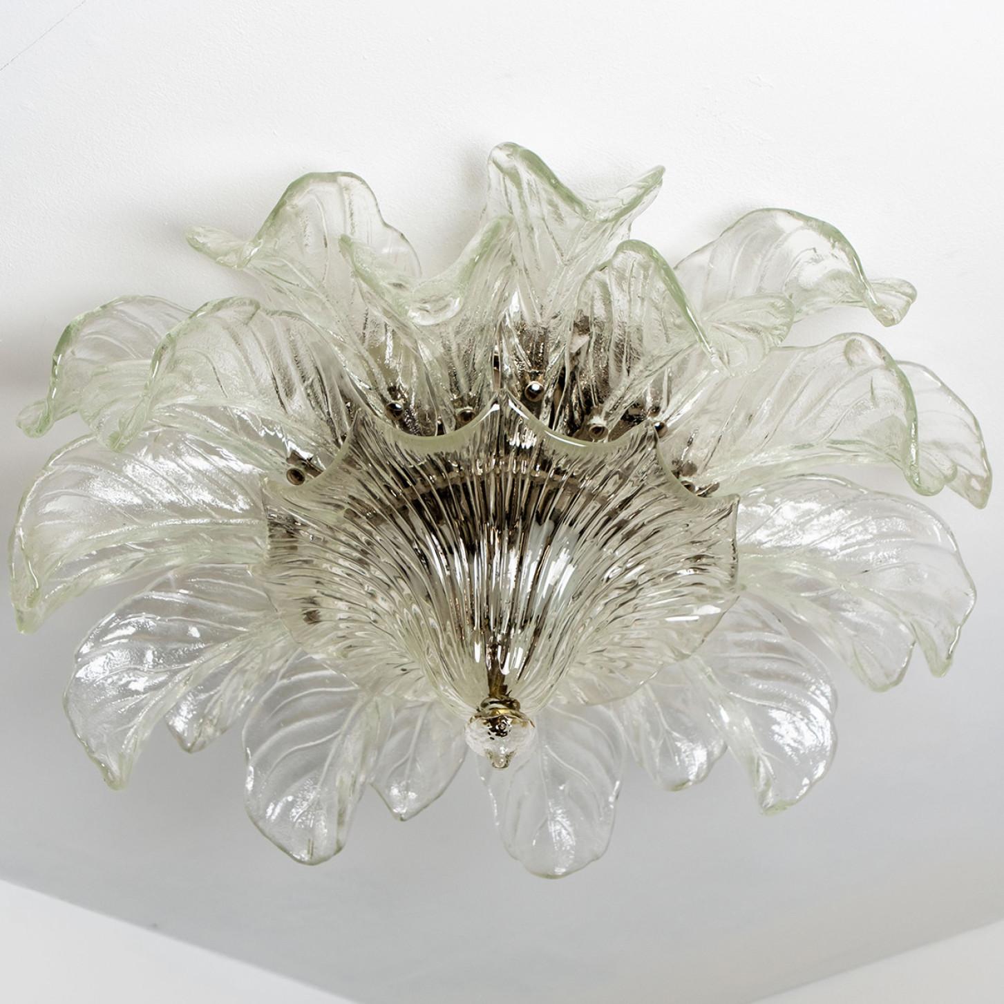 Large Flush Mount Clear Murano Glass by Barovier & Toso, Italy, 1960 6