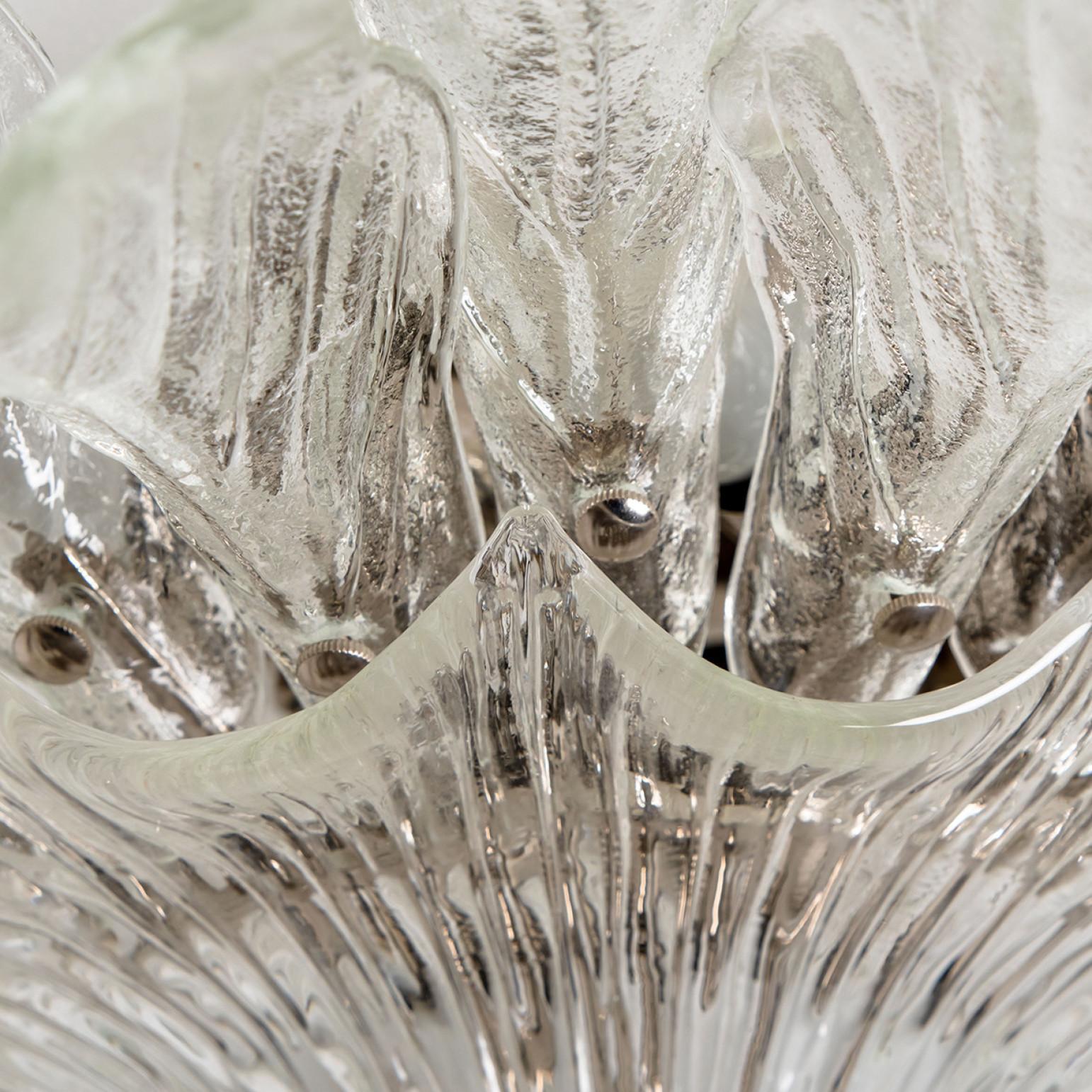 Large Flush Mount Clear Murano Glass by Barovier & Toso, Italy, 1960 7