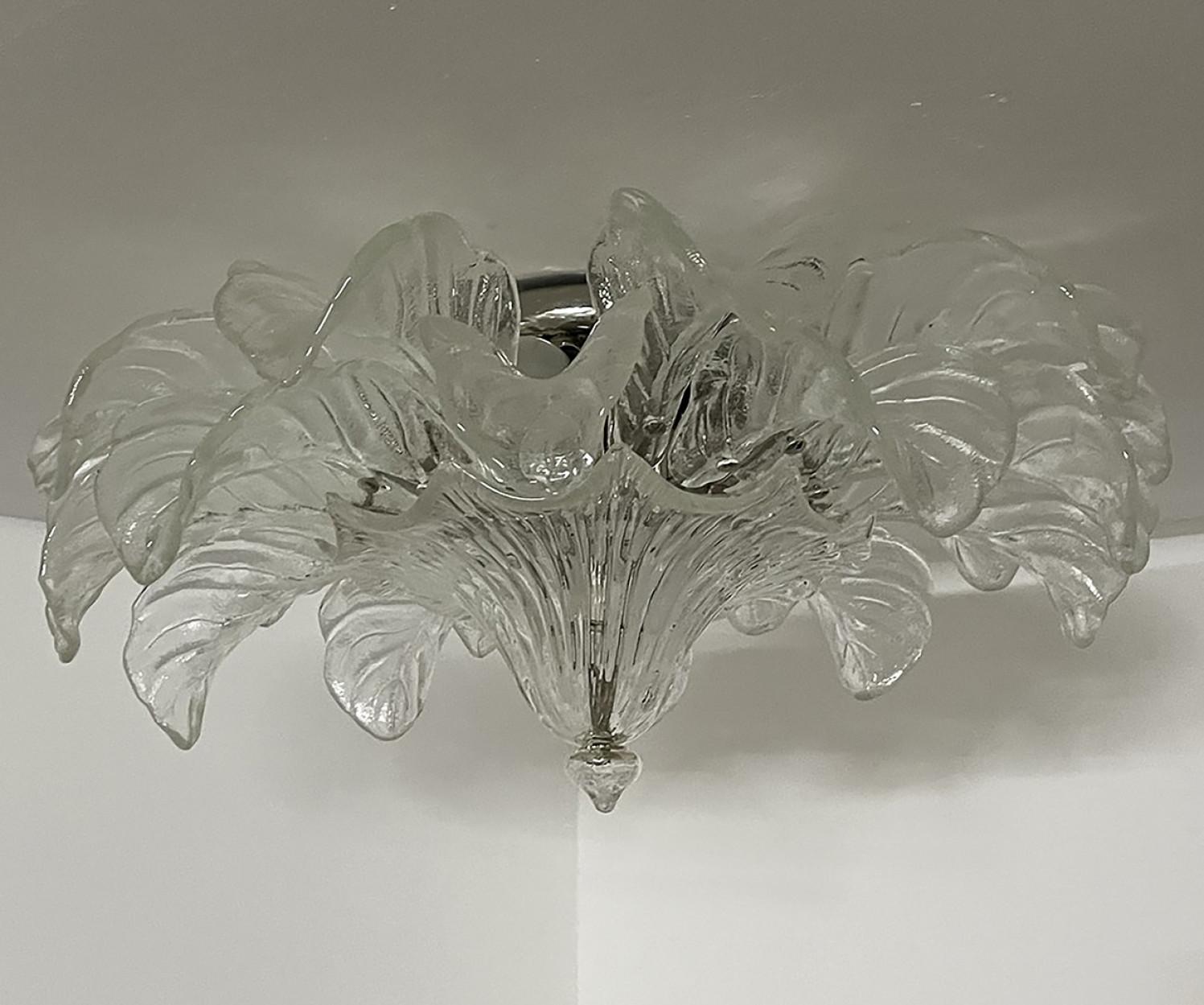 Large Flush Mount Clear Murano Glass by Barovier & Toso, Italy, 1960 8