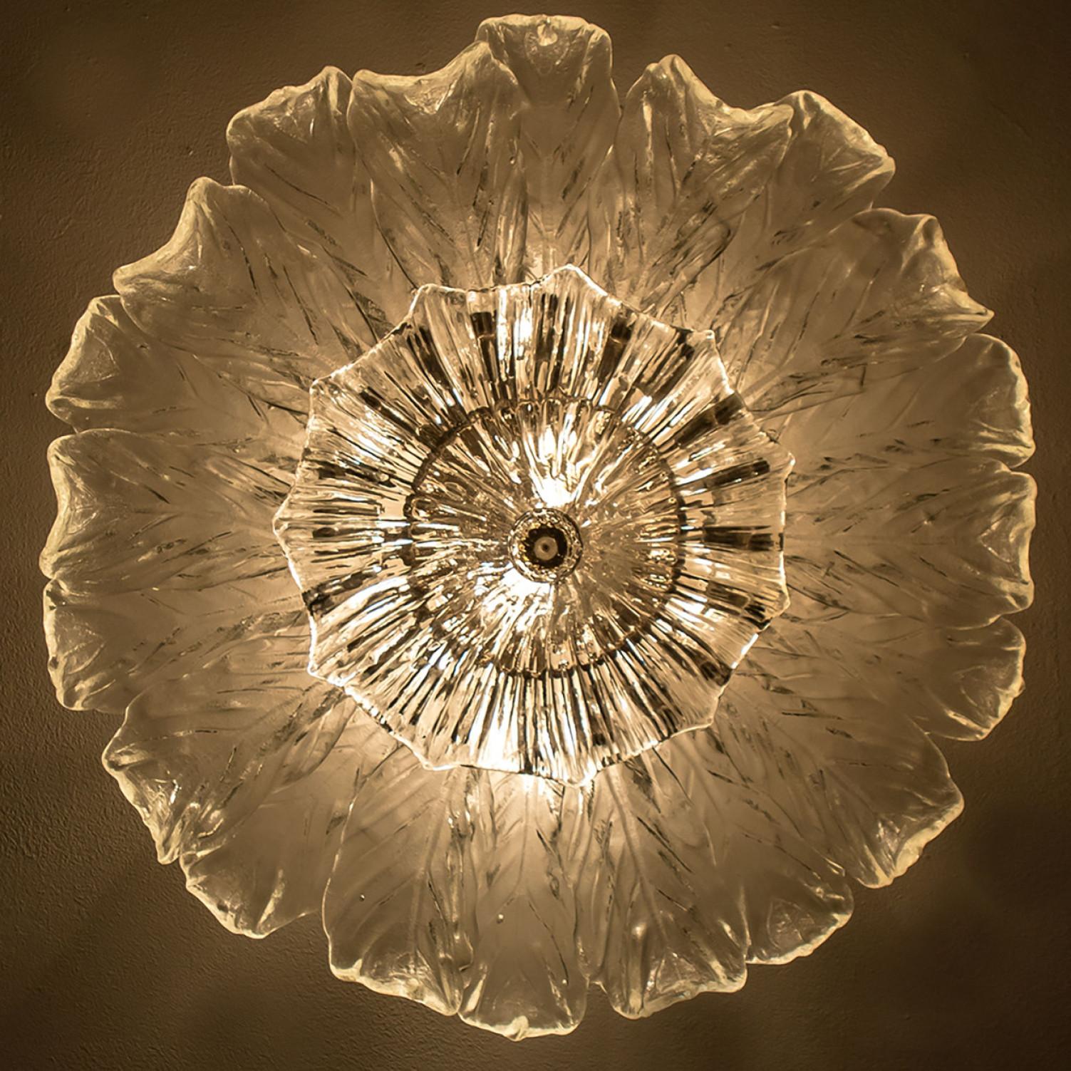 Large Flush Mount Clear Murano Glass by Barovier & Toso, Italy, 1960 10