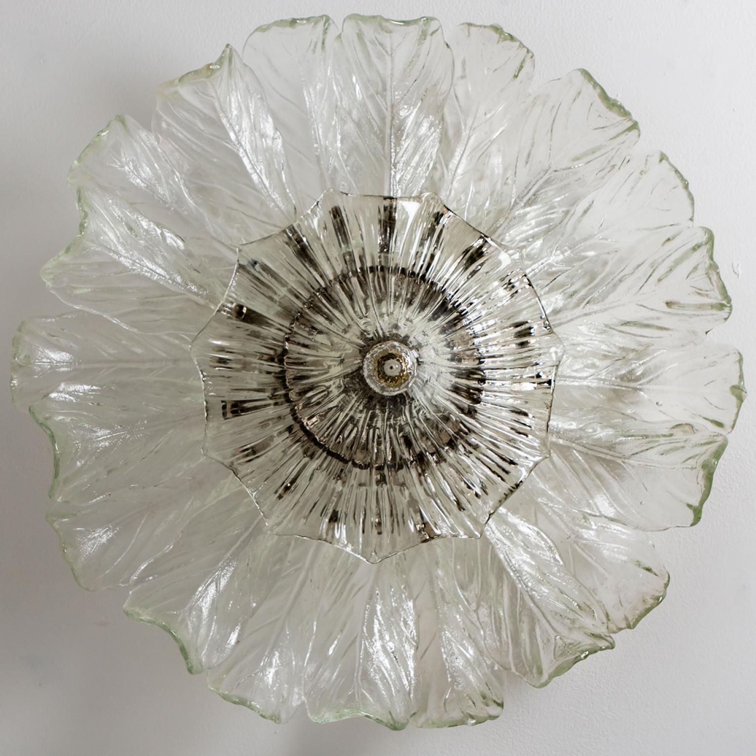 Other Large Flush Mount Clear Murano Glass by Barovier & Toso, Italy, 1960
