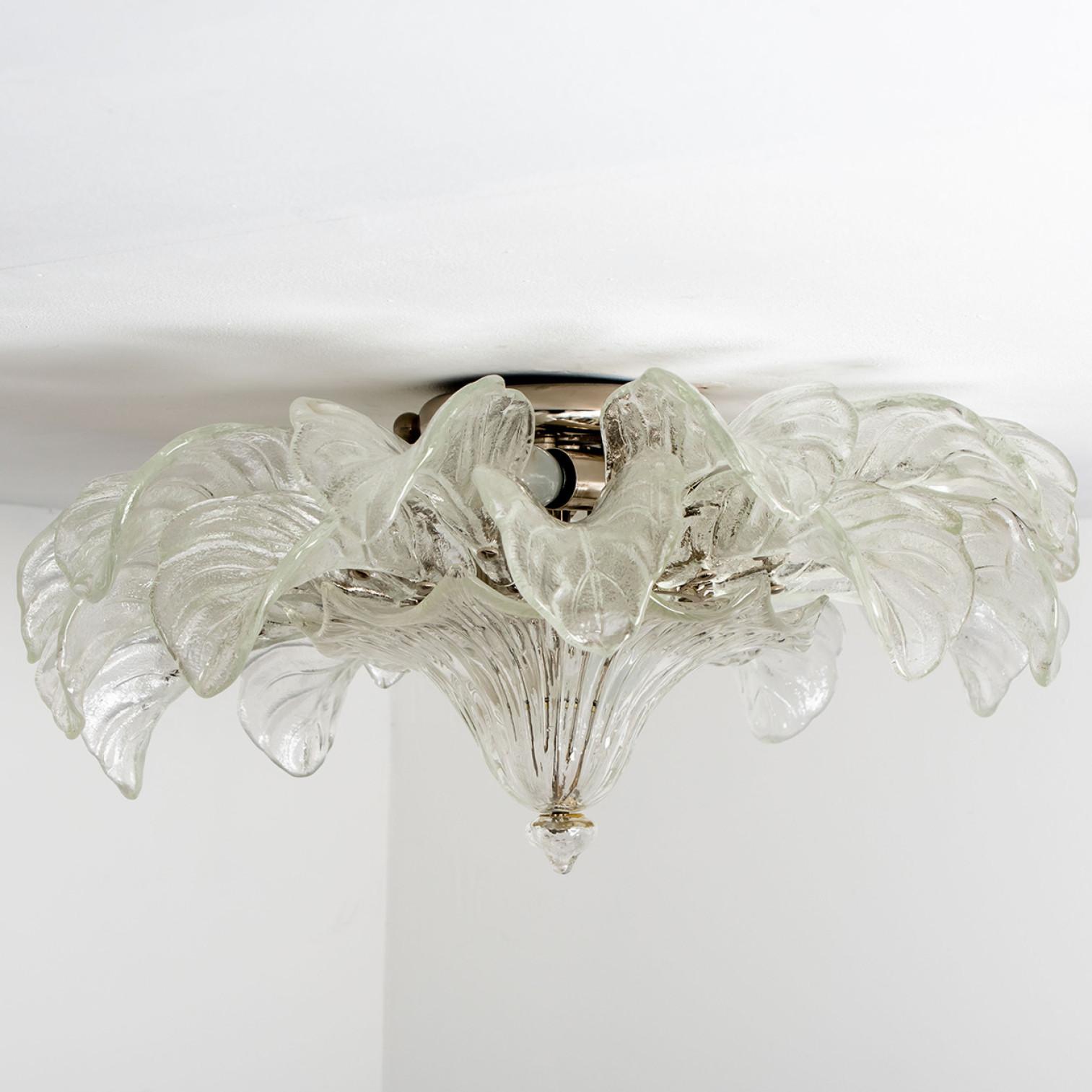 Large Flush Mount Clear Murano Glass by Barovier & Toso, Italy, 1960 In Good Condition In Rijssen, NL